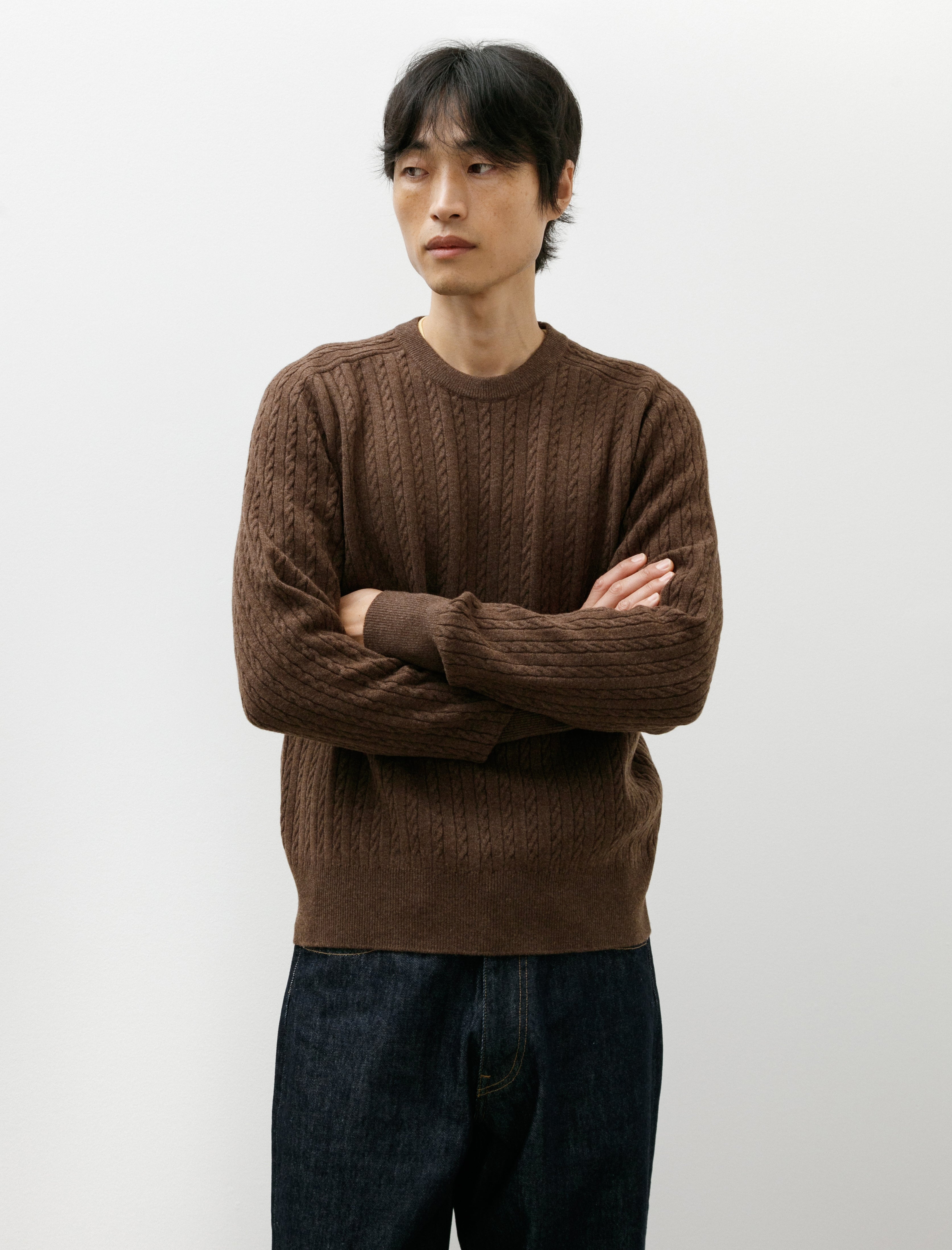 Auralee Super FIne Wool Aran Knit P/O Brown