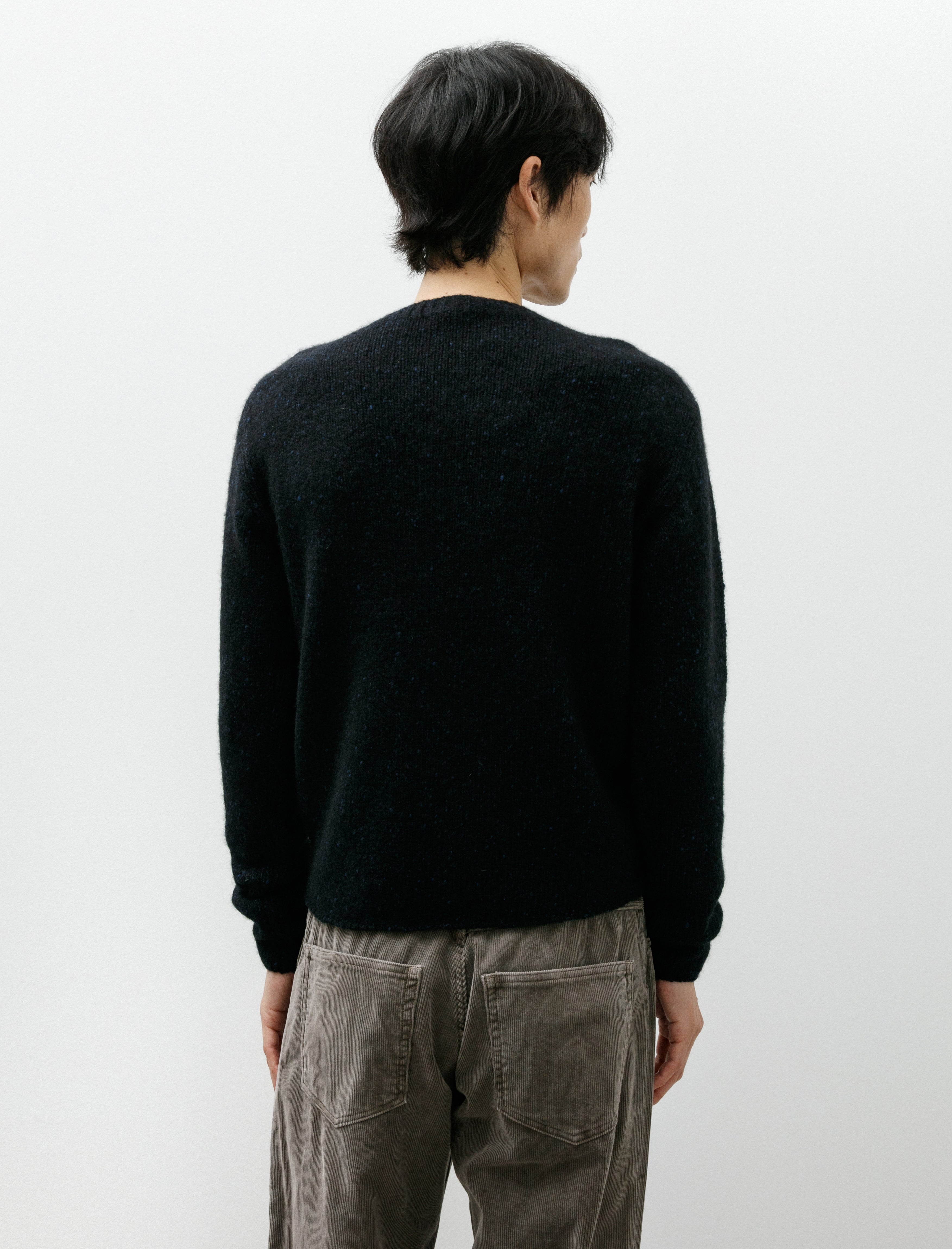 Auralee Cashmere Melange Knit P/O Top Navy Black