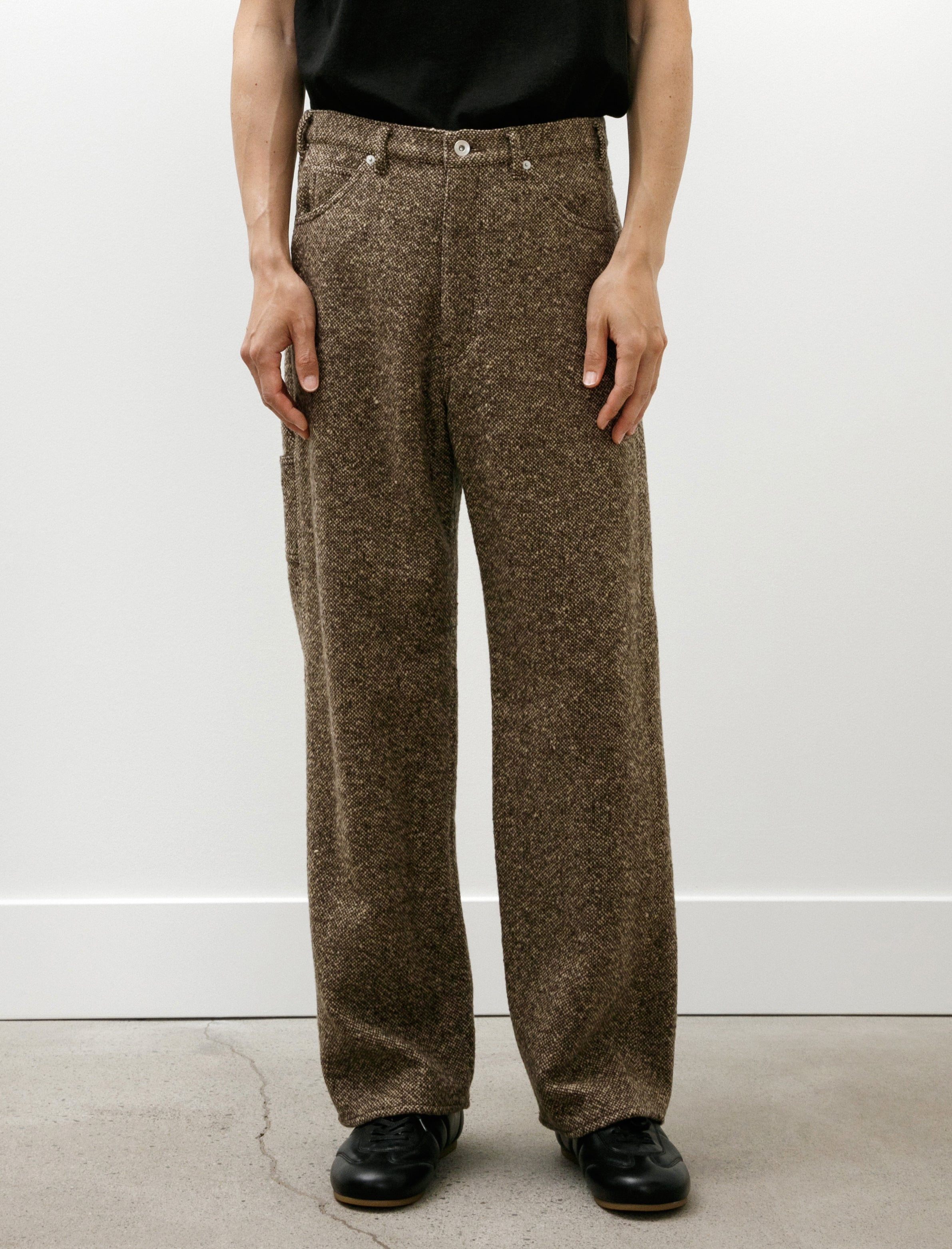 Auralee Homespun Tweed Painter Pants Brown