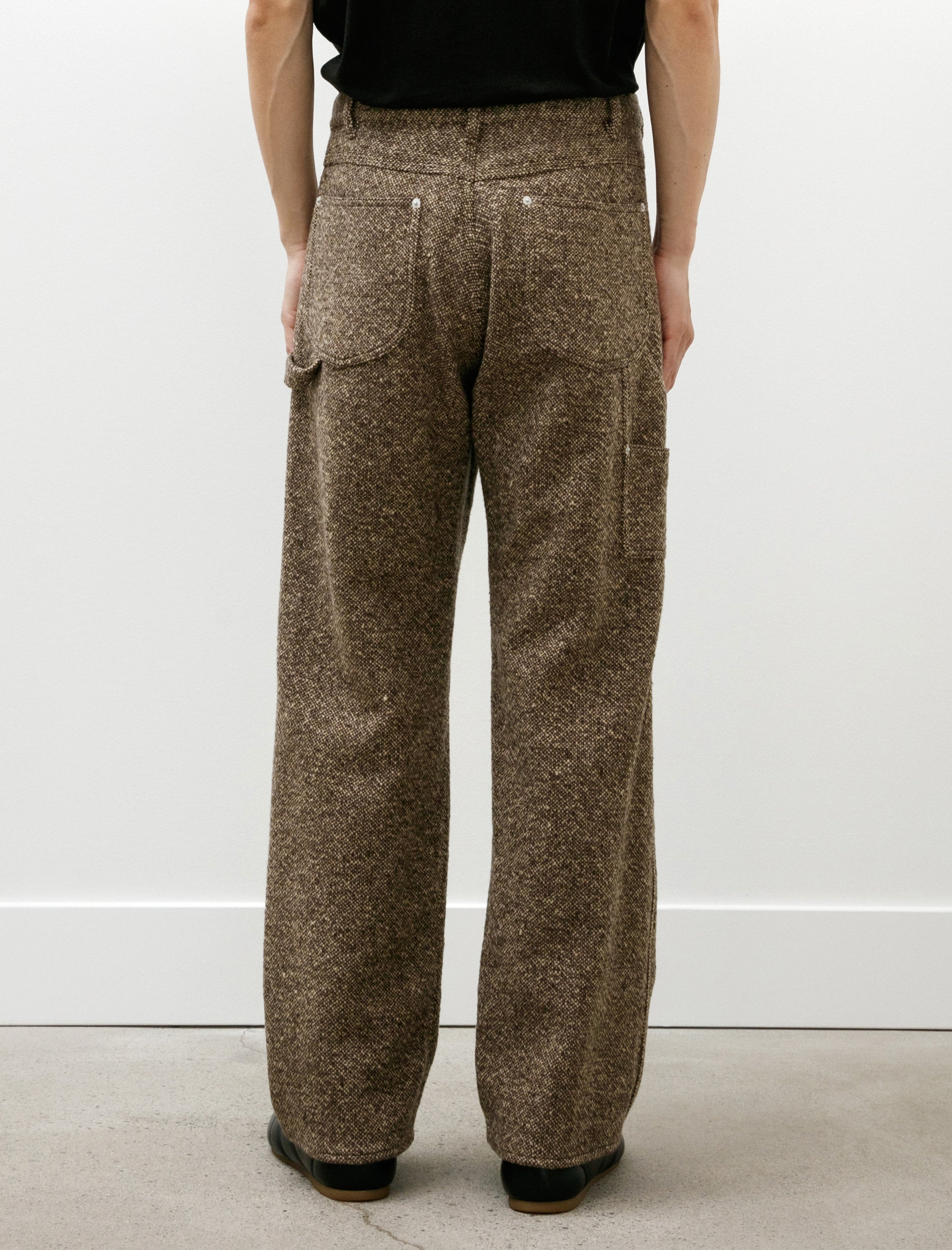 Auralee Homespun Tweed Painter Pants Brown