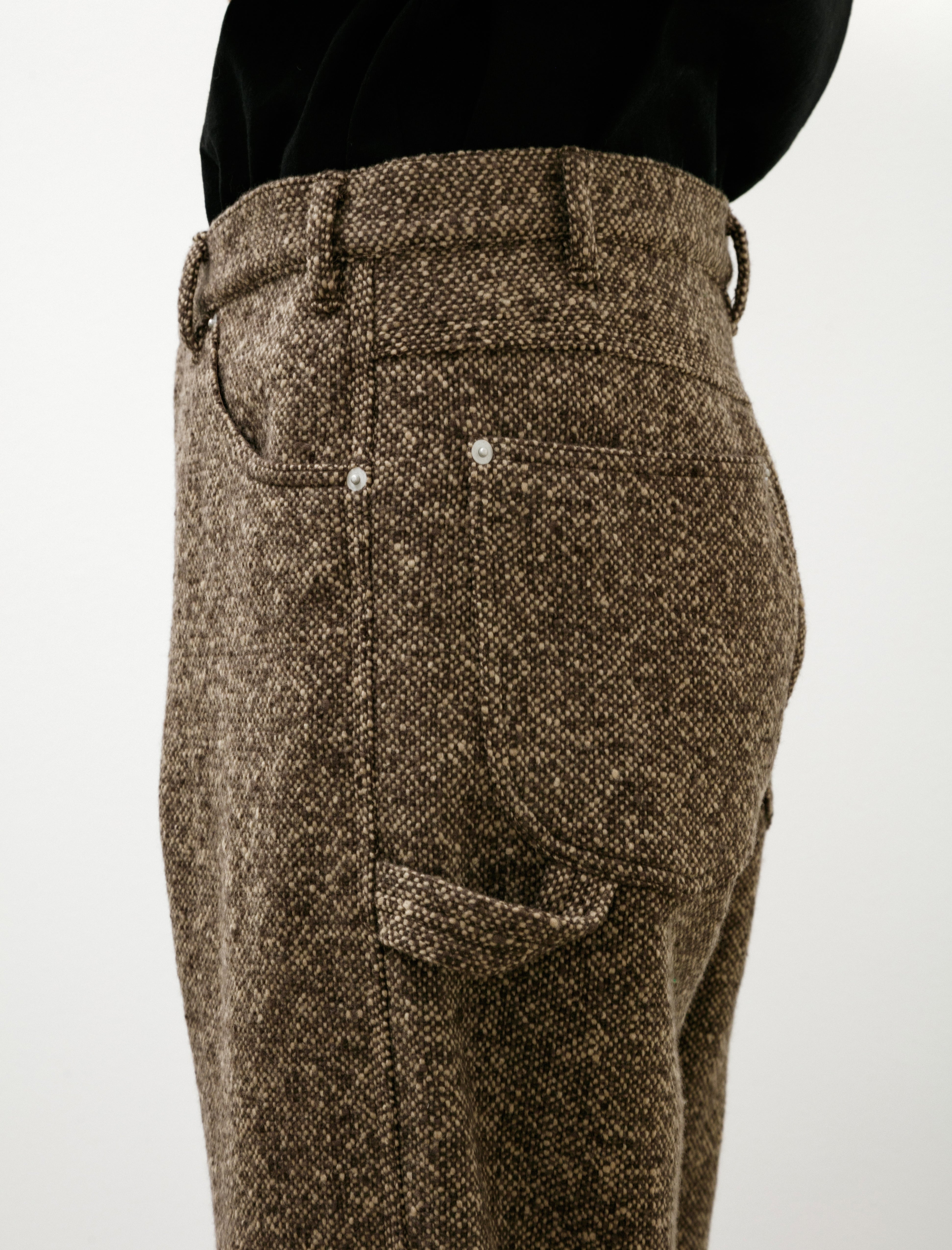 Auralee Homespun Tweed Painter Pants Brown