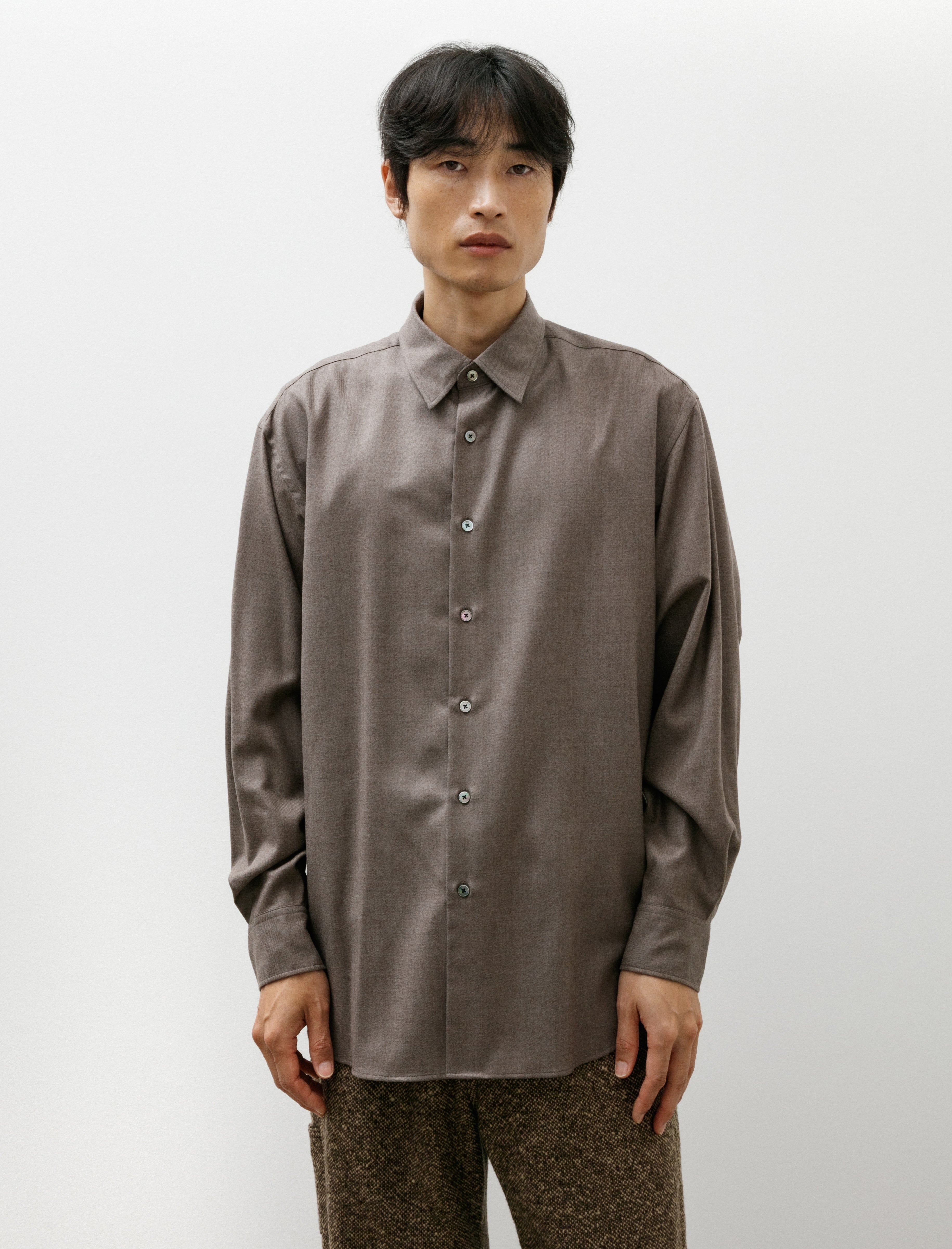 Auralee Super Light Wool Shirt Brown