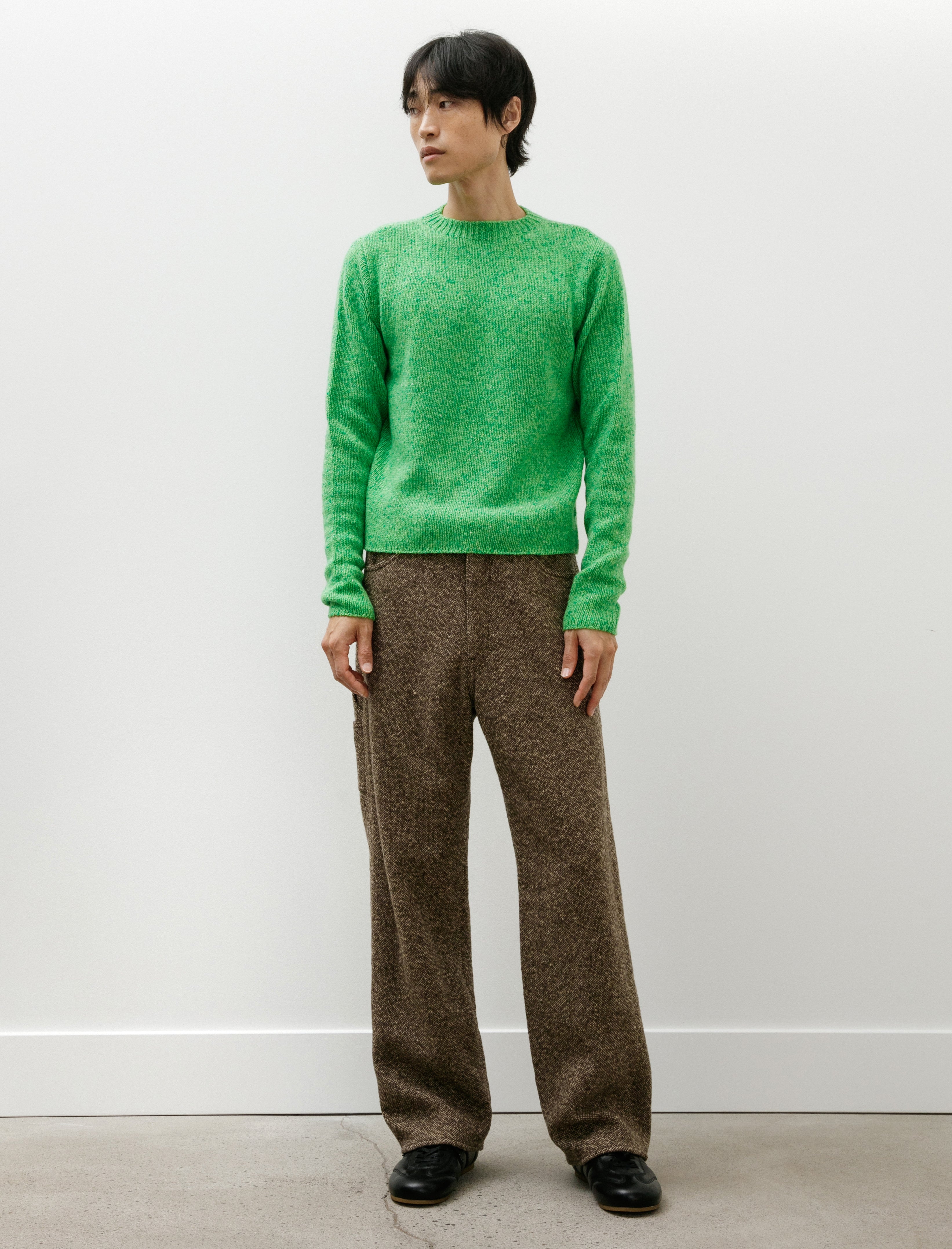 Auralee Homespun Tweed Painter Pants Brown