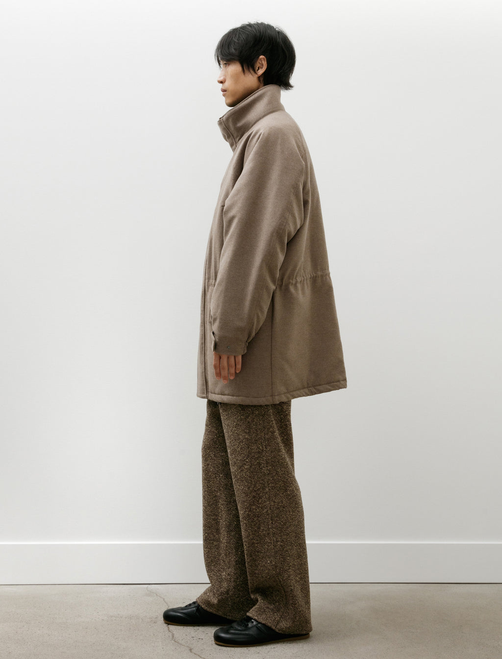 Auralee Wool Fulling Flannel Padded Over Blouson Top Brown