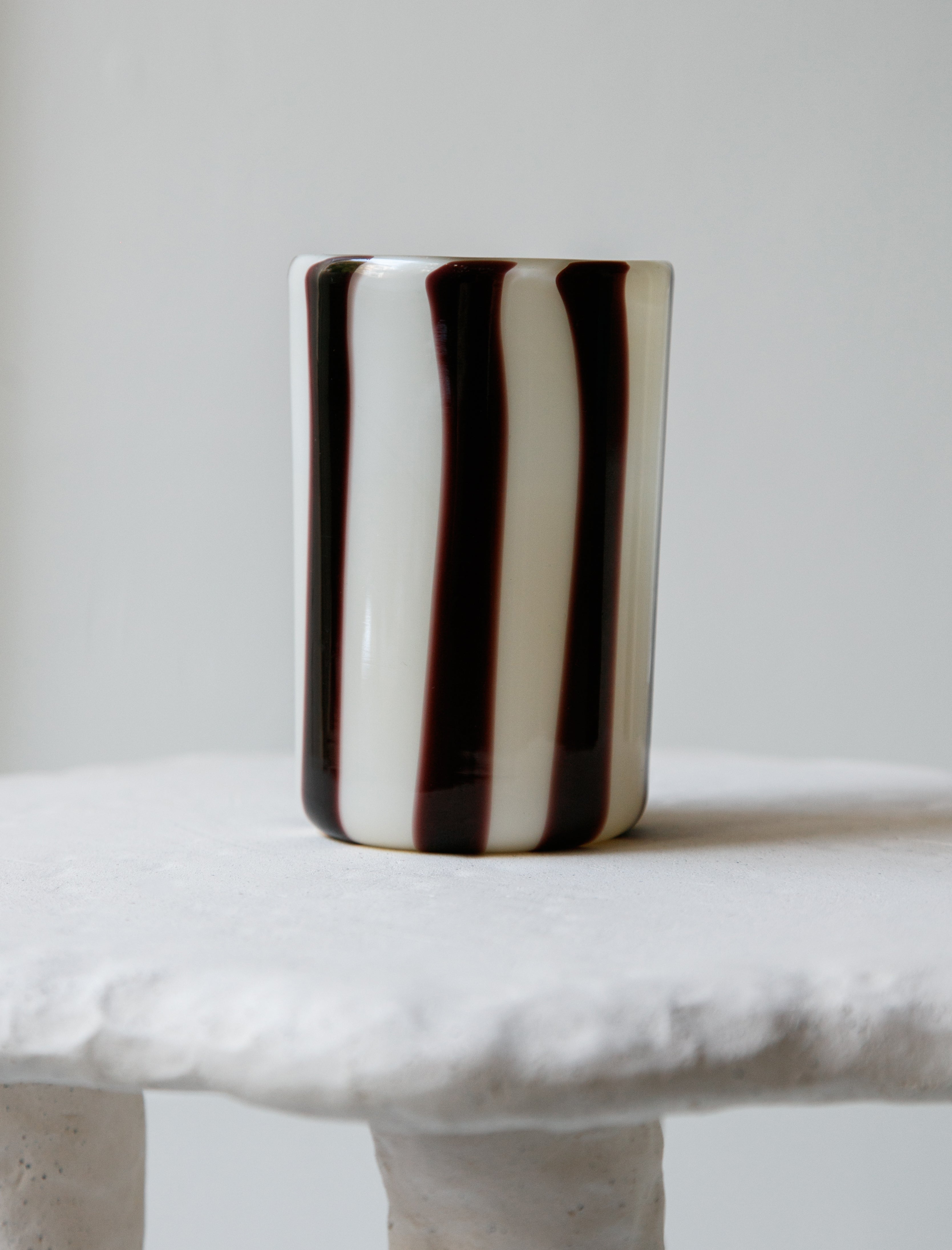 Cristaseya Murano Glass Vertical Black/White Stripes