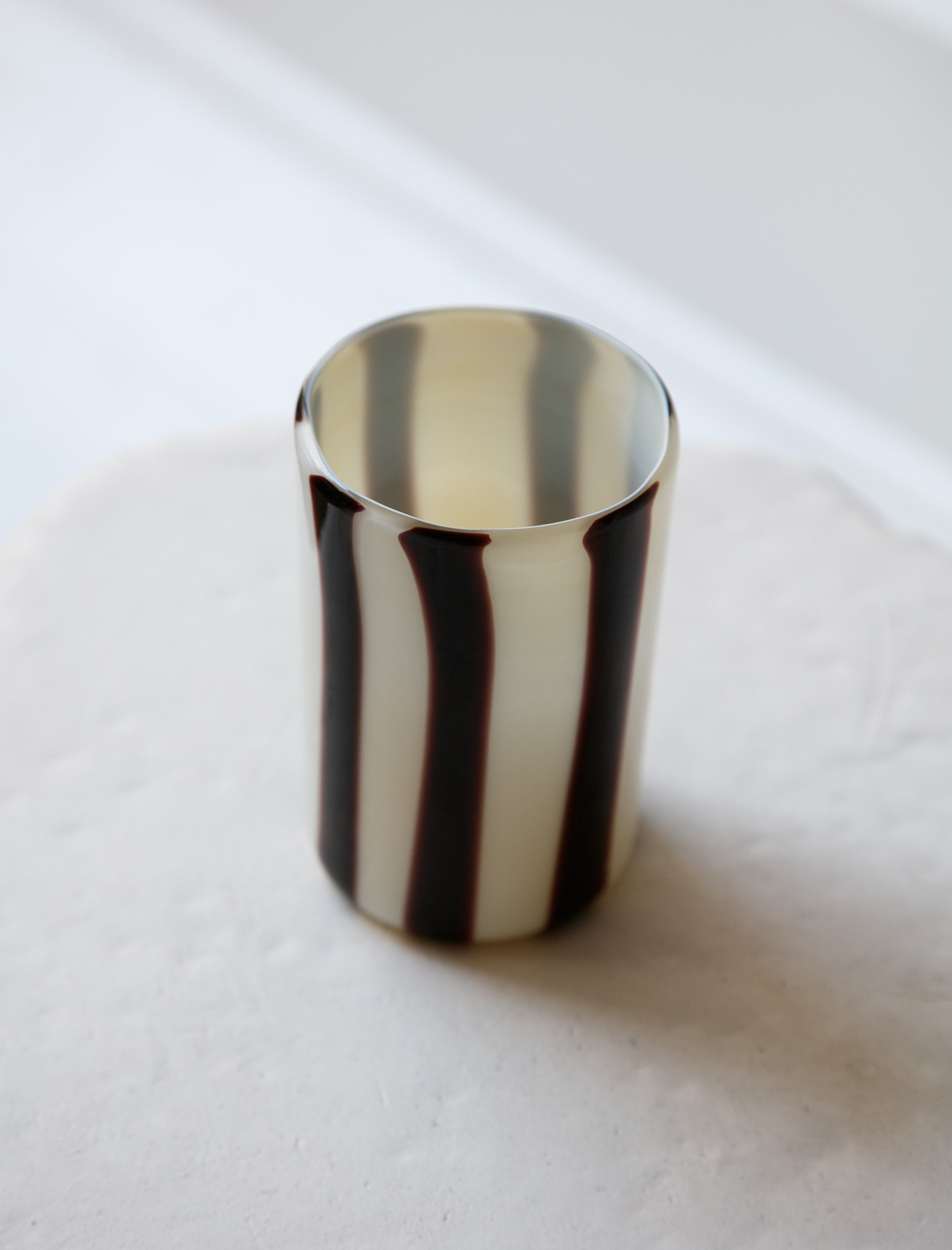 Cristaseya Murano Glass Vertical Black/White Stripes