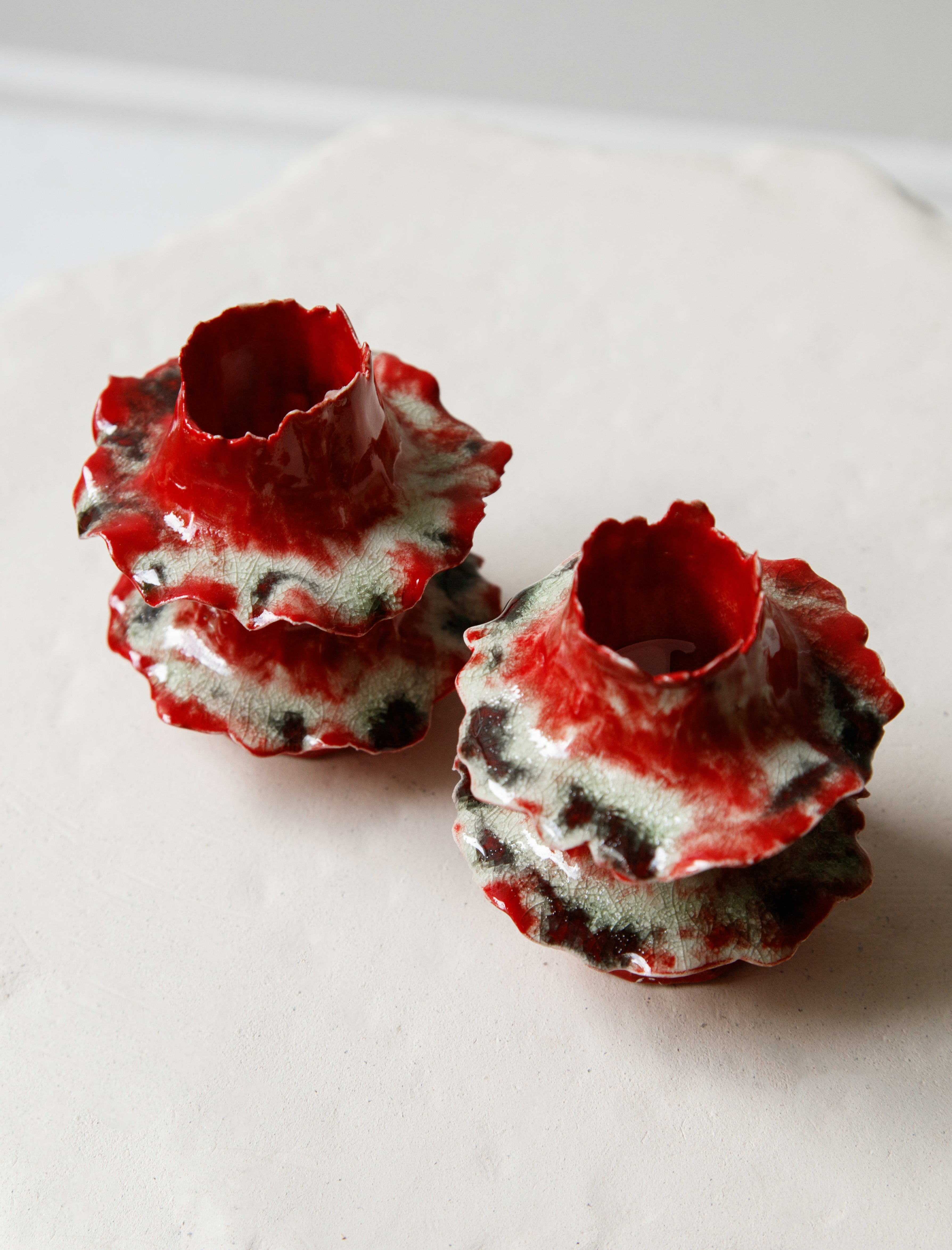 Nathalee Paolinelli Torn Tier Candle Stand 2 Tier Ruby Pool