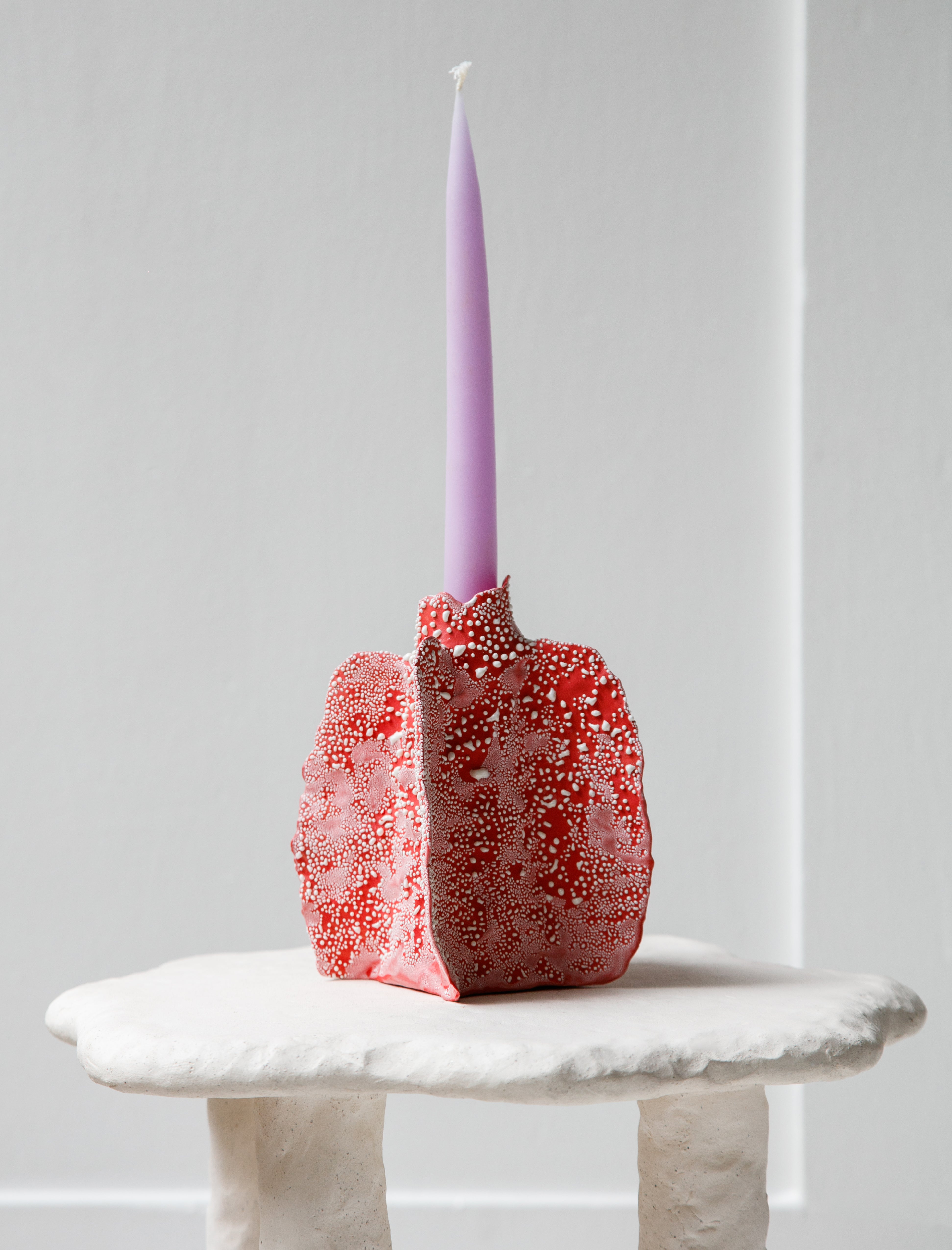 Nathalee Paolinelli Sigarylis Candle Stand Red/White Lichen #20