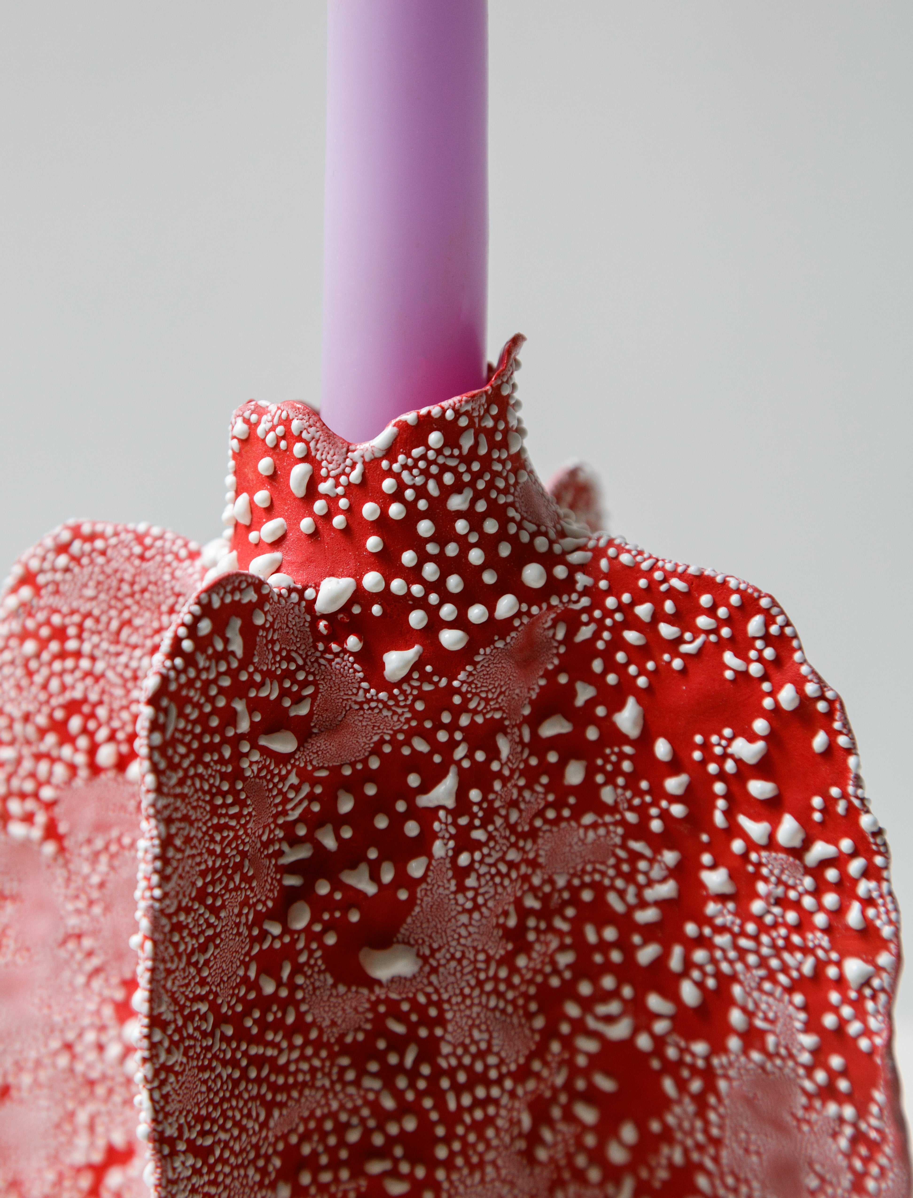 Nathalee Paolinelli Sigarylis Candle Stand Red/White Lichen #20