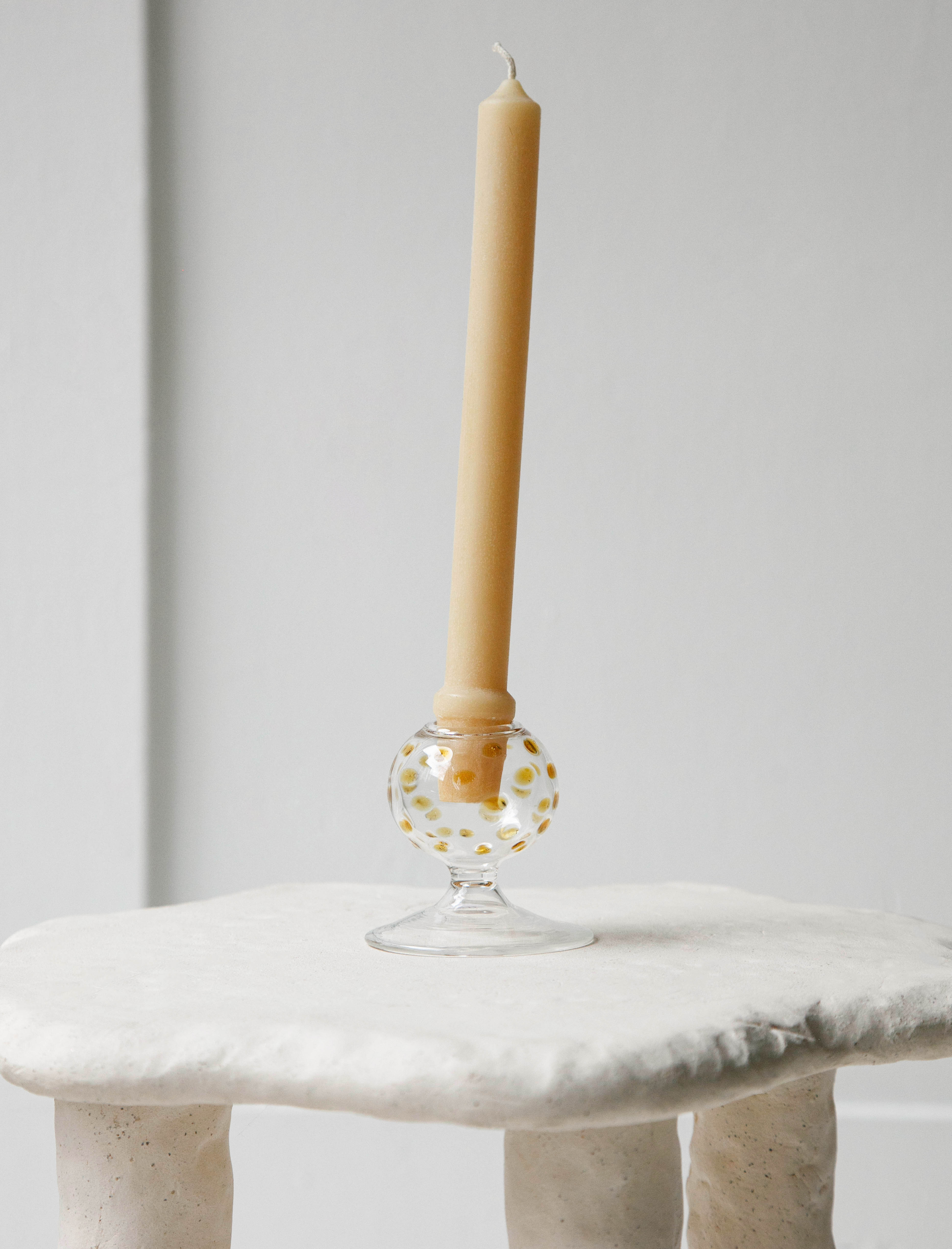 Gohar World Candle Holder Glass Short Clear/Red