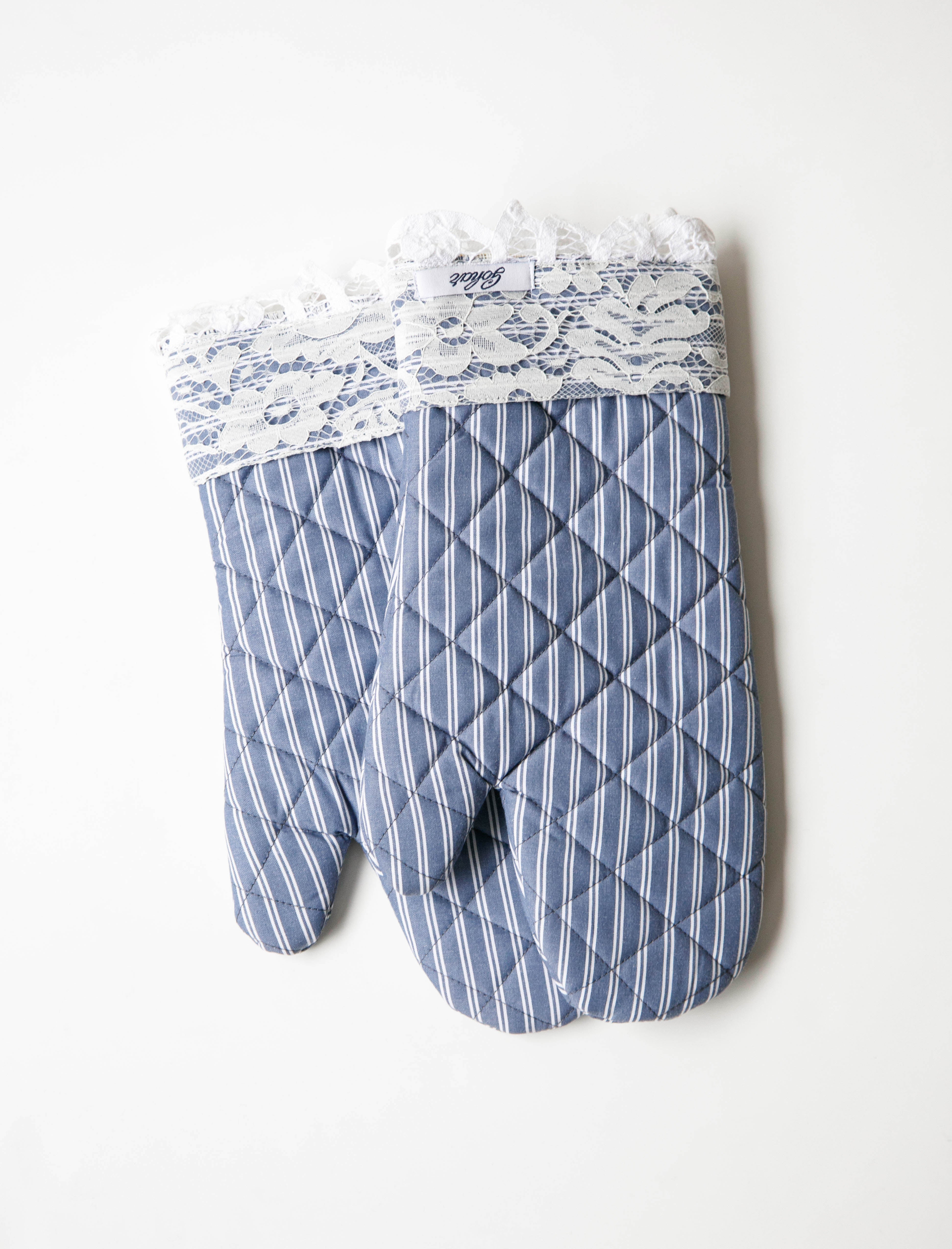 Gohar World Oven Gloves Blue Shirting Stripe