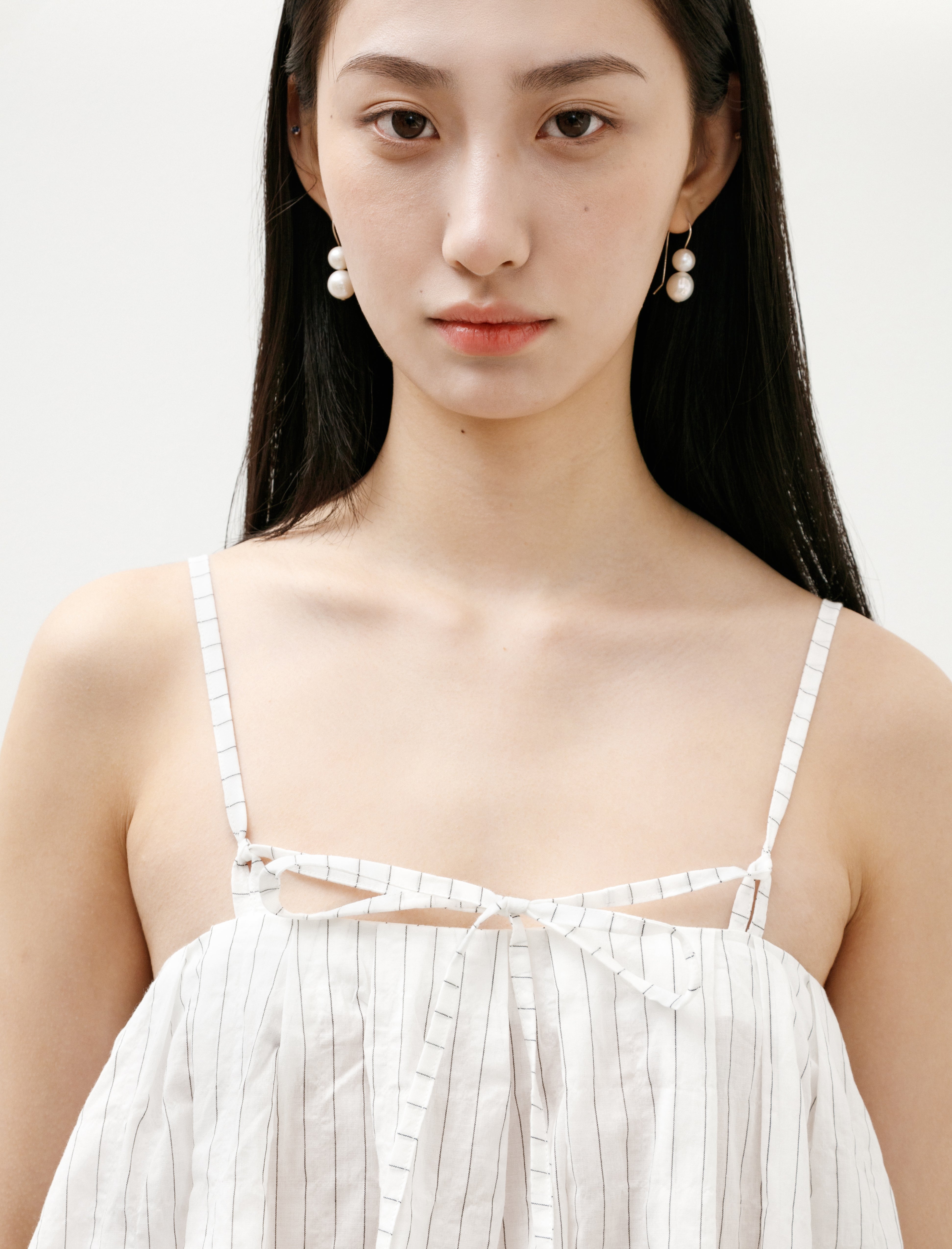 Eleph Ito Dress Crinkle Stripe Black and White