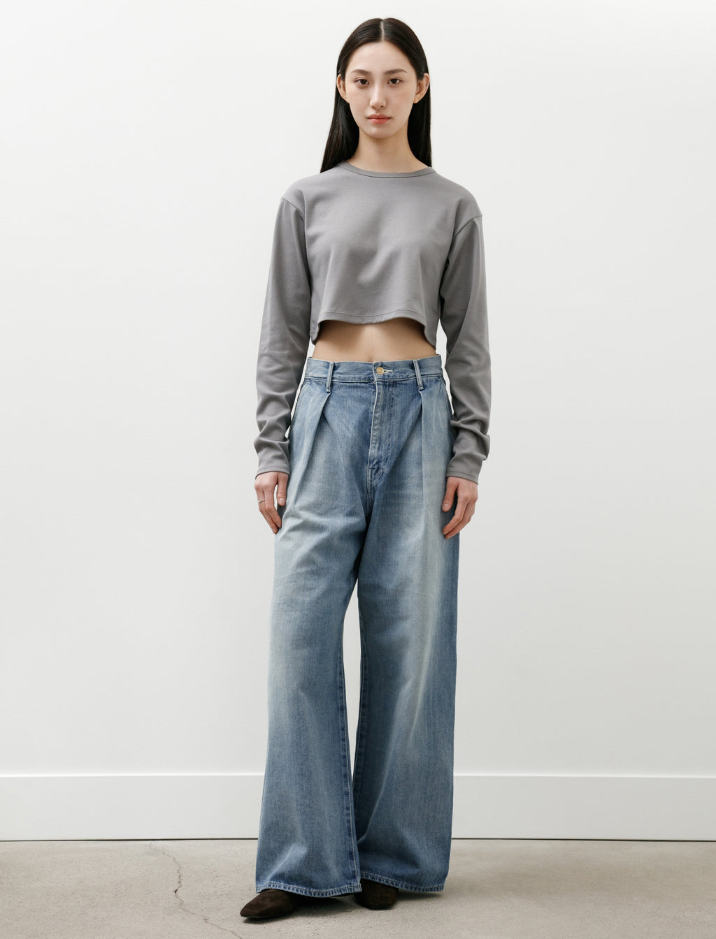 Graphpaper Selvedge Denim Two Tuck Wide Pants Indigo Light Fade