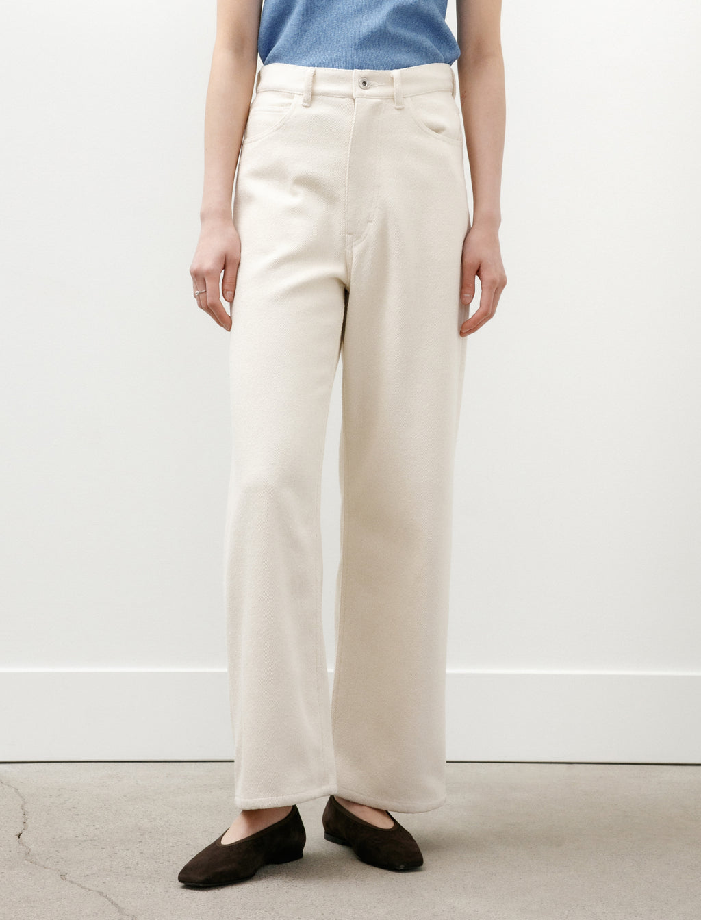 Auralee Silk Nep Denim 5P Wide Pants Ivory – Neighbour
