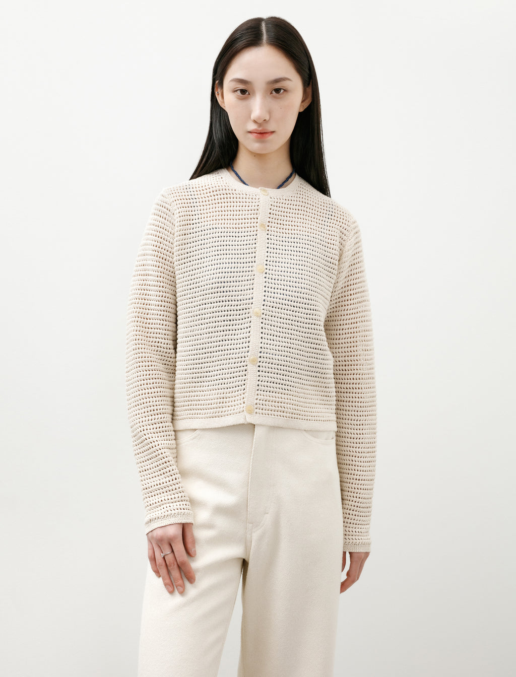 Auralee Tussah Silk Cotton Mesh Knit Cardigan Ivory – Neighbour