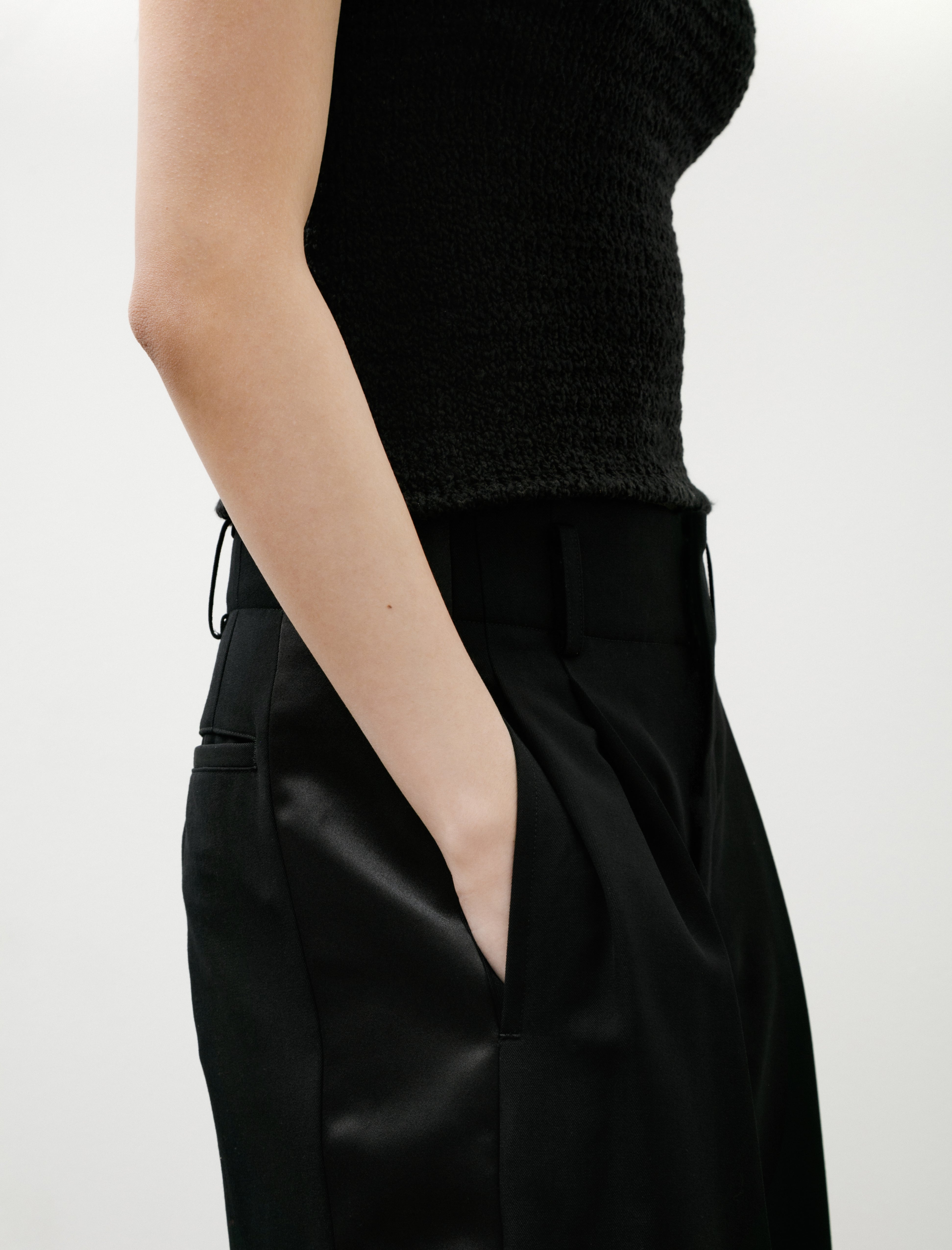 Comme des Garçons Comme des Garçons Satin Stripe Wide Leg Pants Black