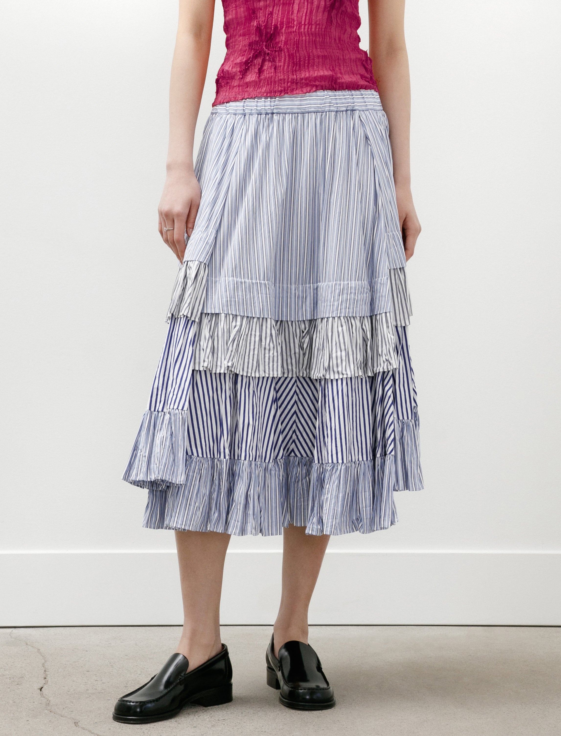Comme des Garçons Comme des Garçons Multi Ticking Stripe Tiered Skirt