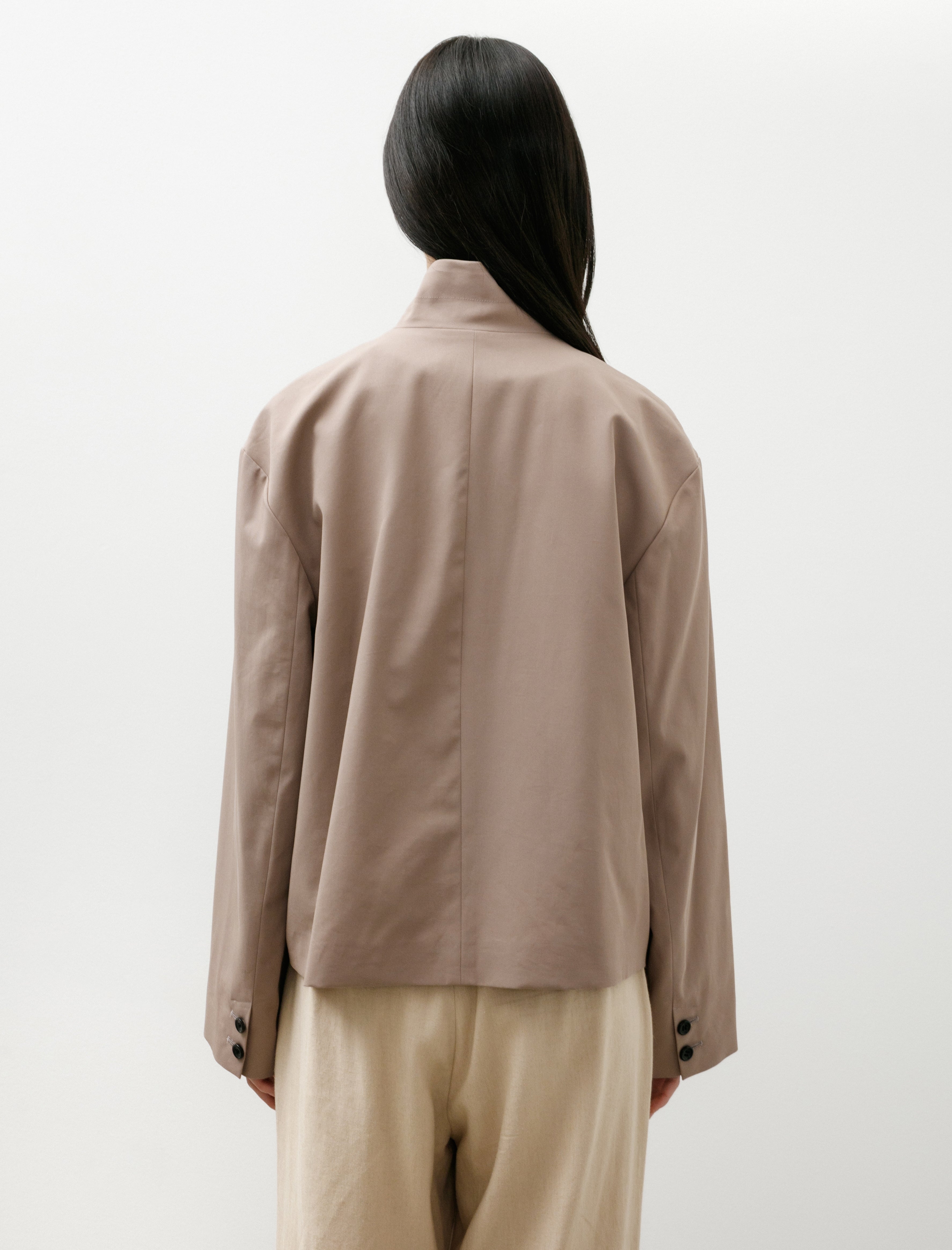 Graphpaper Brushed Cotton Gabardine Stand Collar Jacket Taupe