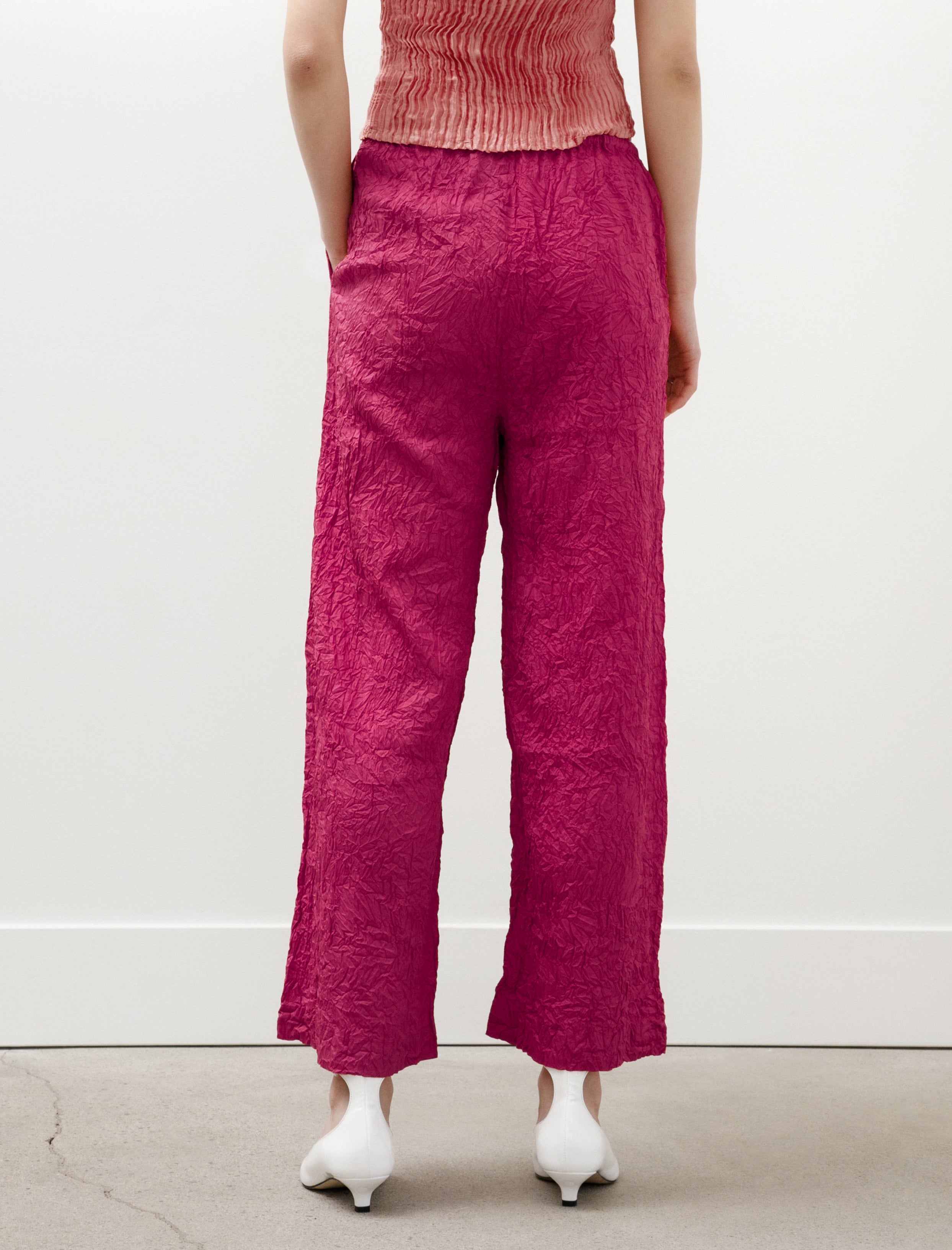 Azur Crumpled Matte Silk Pants Fuchsia
