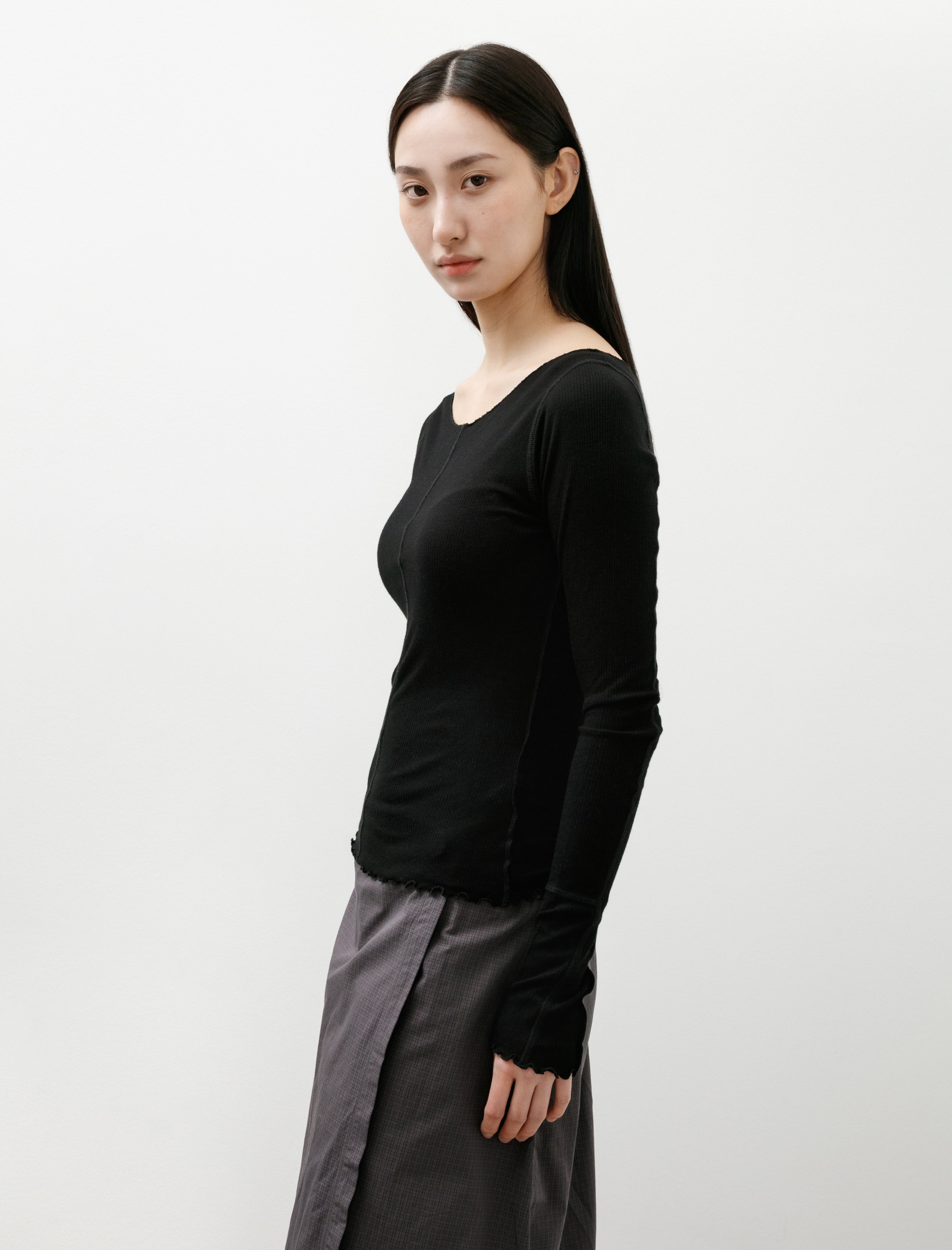 mfpen LS Flatlock Tee Black Rib