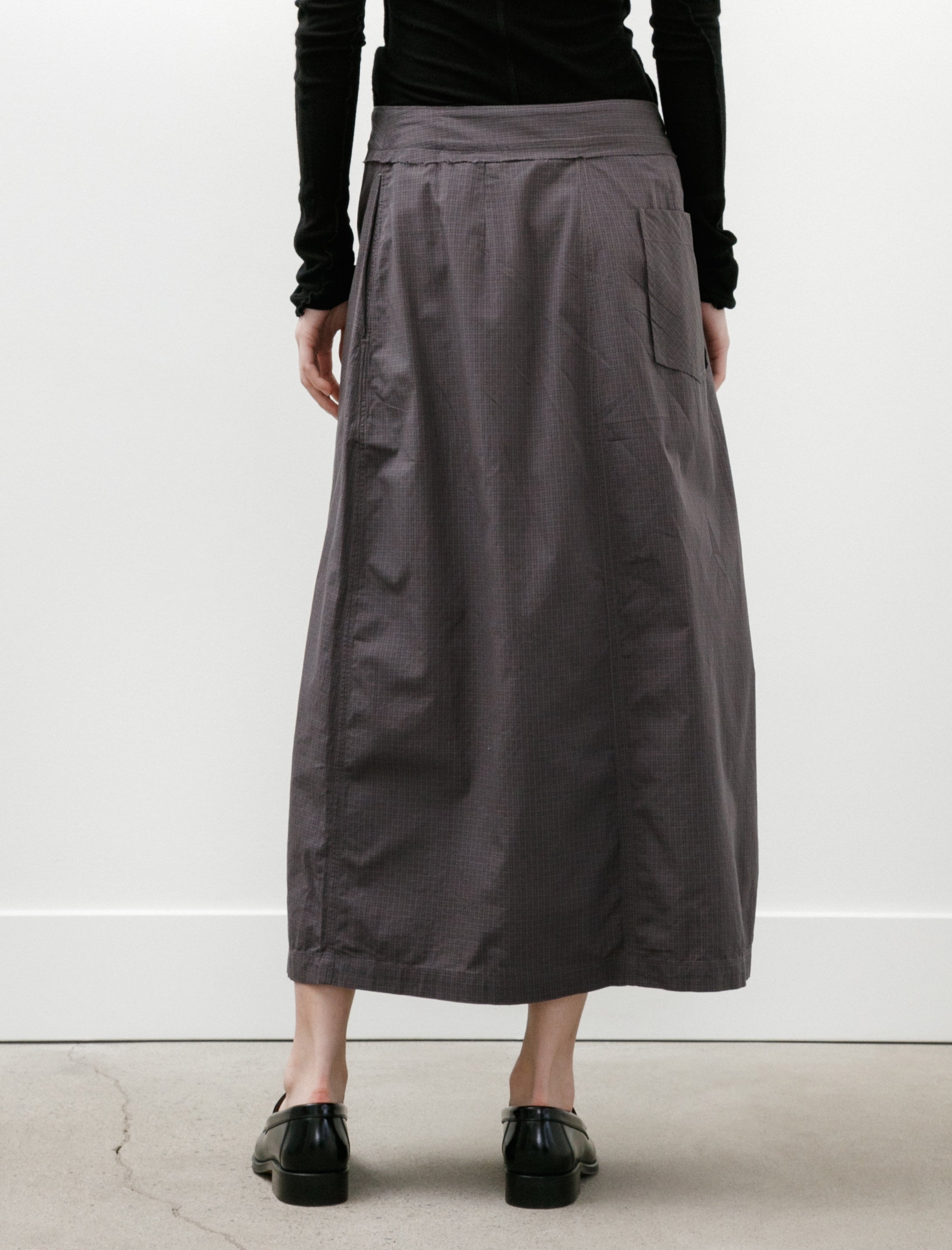 mfpen Classic Wrap Skirt Mushroom Micro Check Poplin