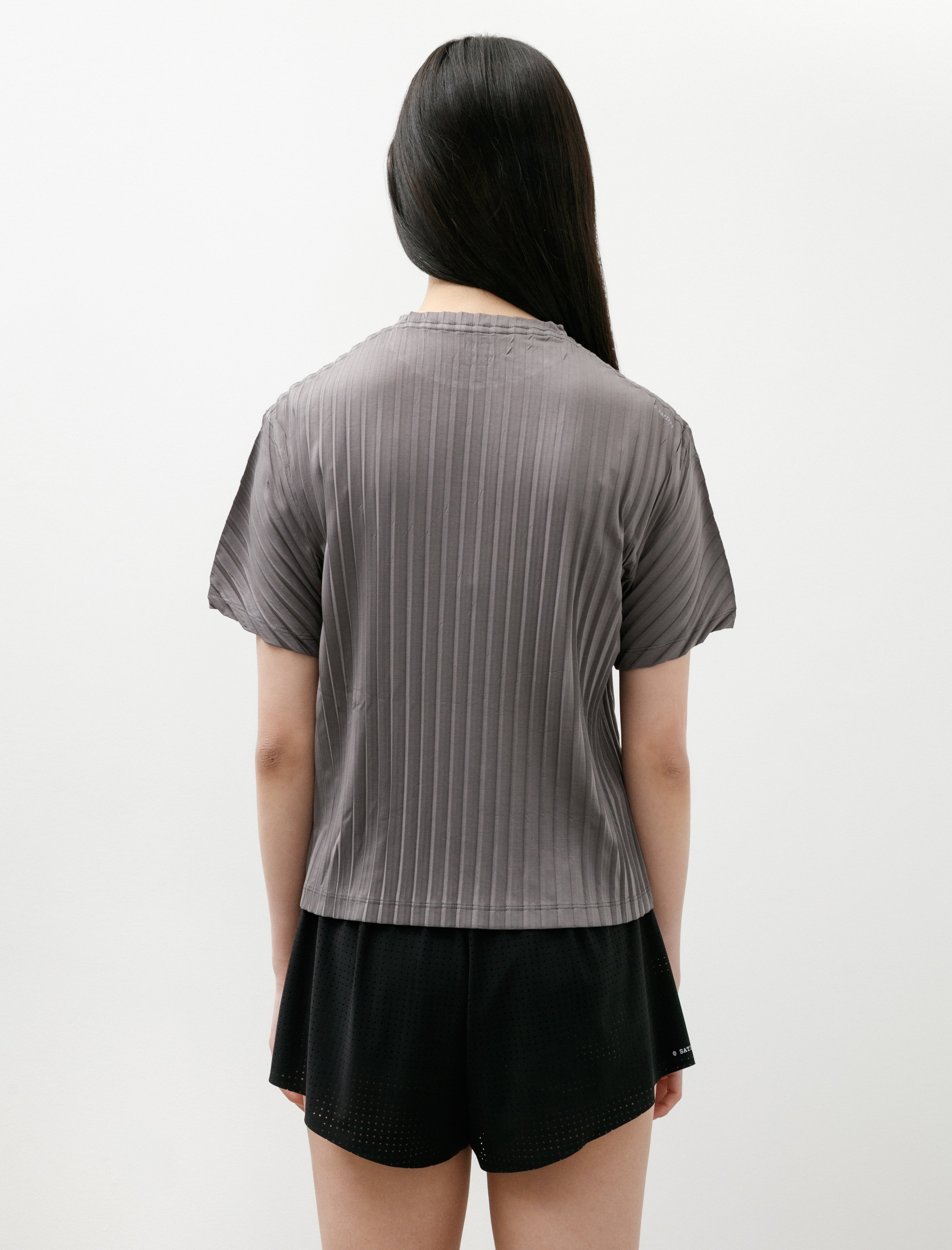 Satisfy Auralite Pleated T-Shirt Granite Grey