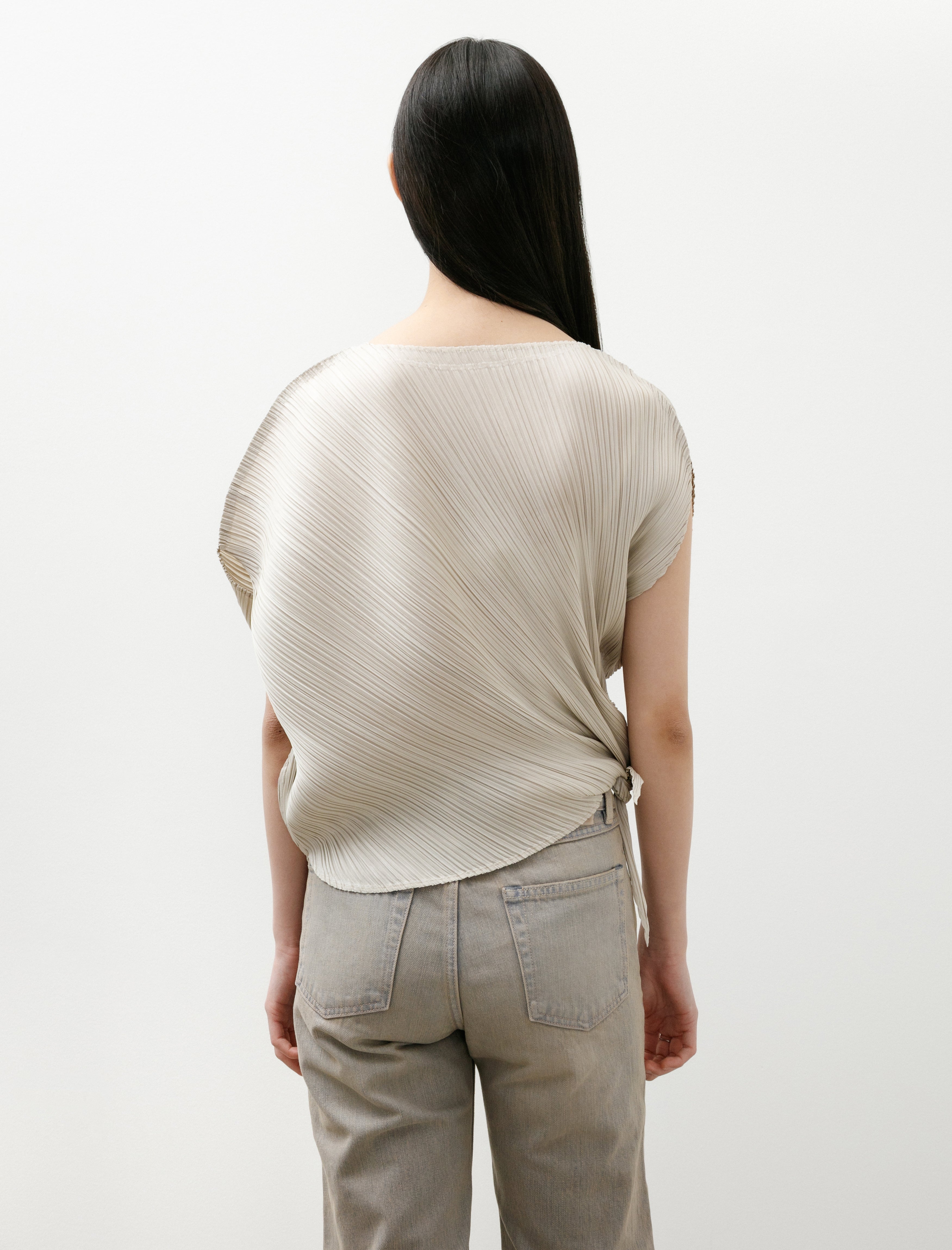 Pleats Please by Issey Miyake Leaf Asymmetrical Pullover Greige