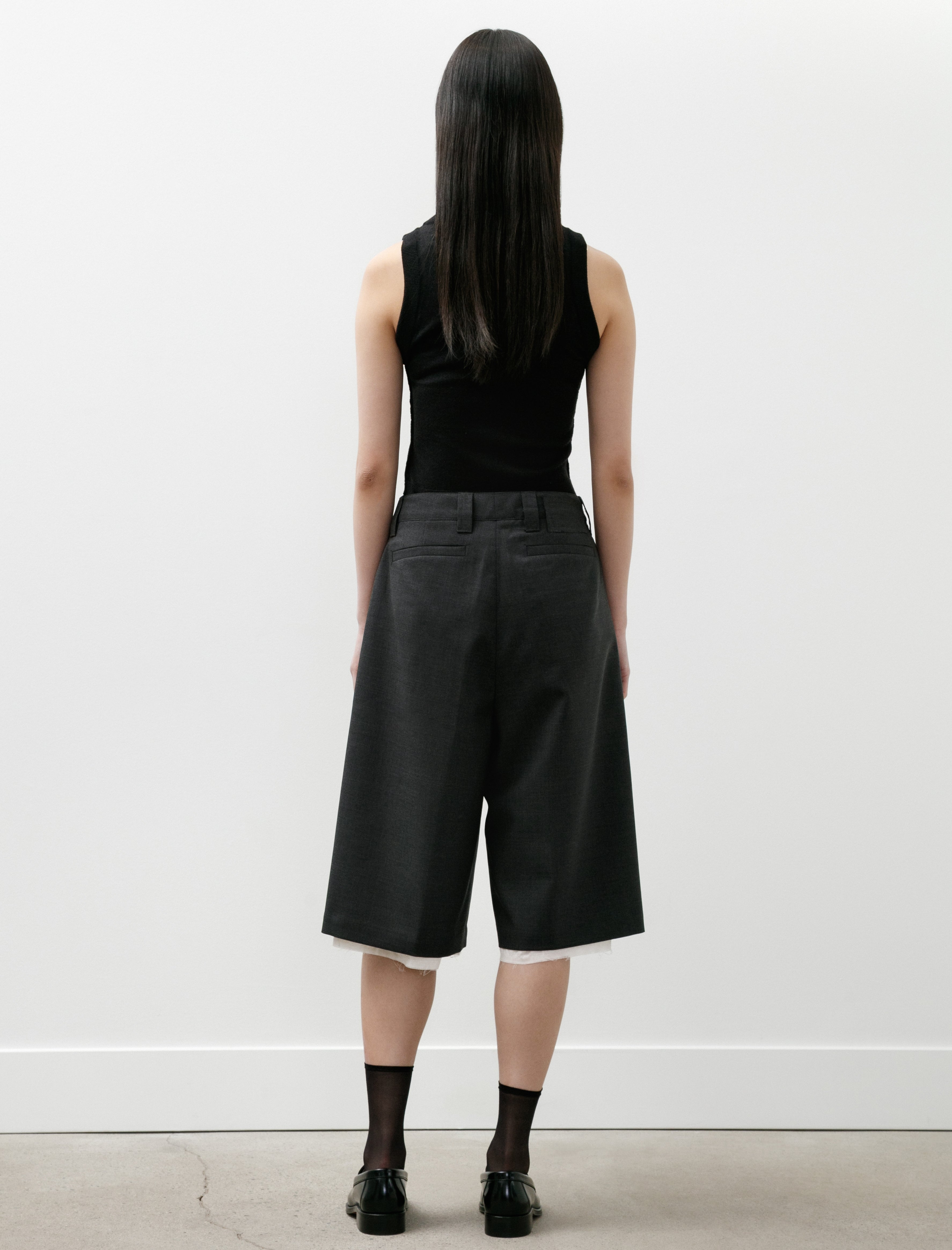 mfpen Slash Shorts Dark Grey Tropical Wool