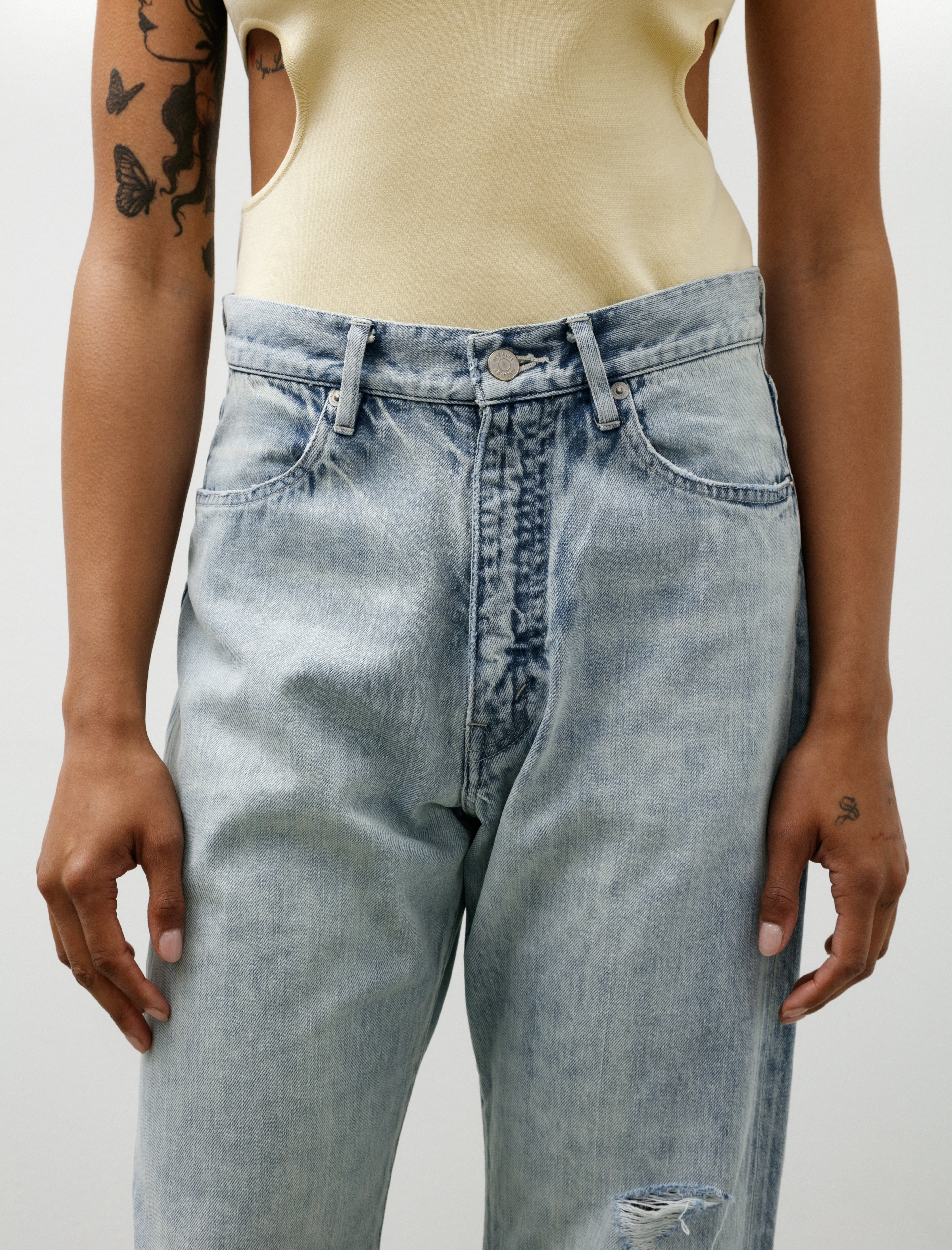 Auralee Faded Selvedge Light Denim Pants Light Indigo