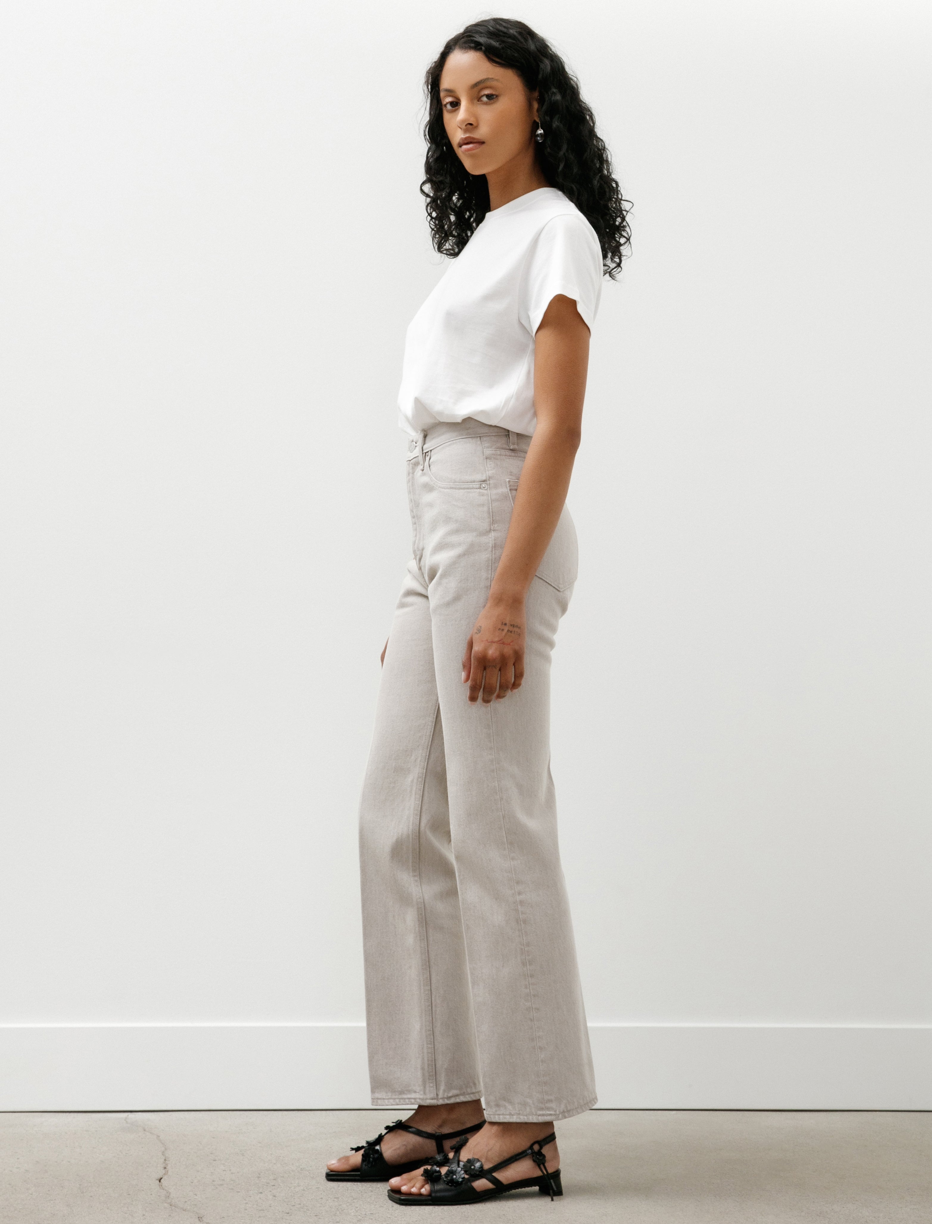 Auralee Faded Hard Twist Brown Denim 5P Pants Light Grey