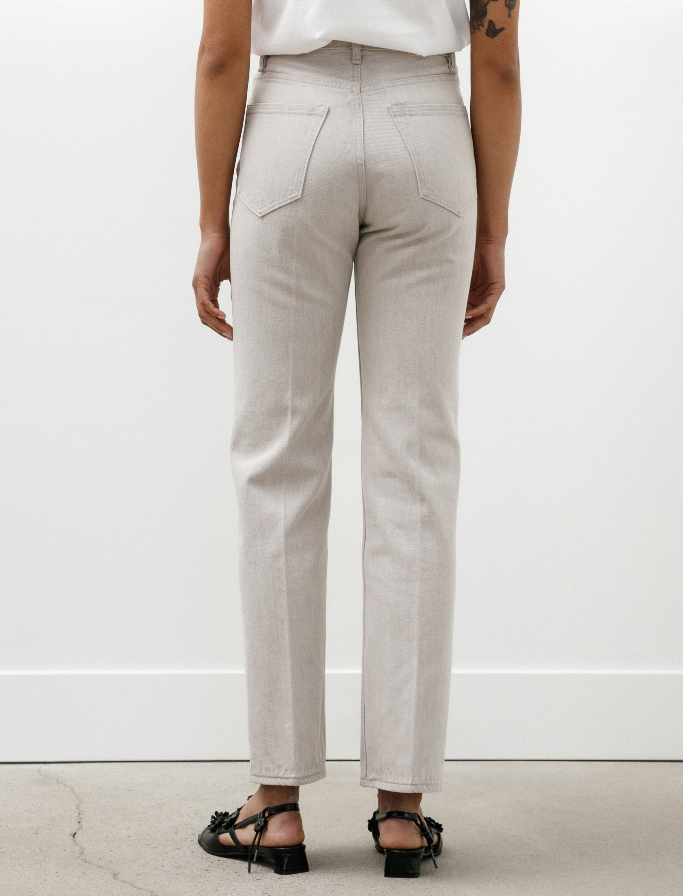 Auralee Faded Hard Twist Brown Denim 5P Pants Light Grey