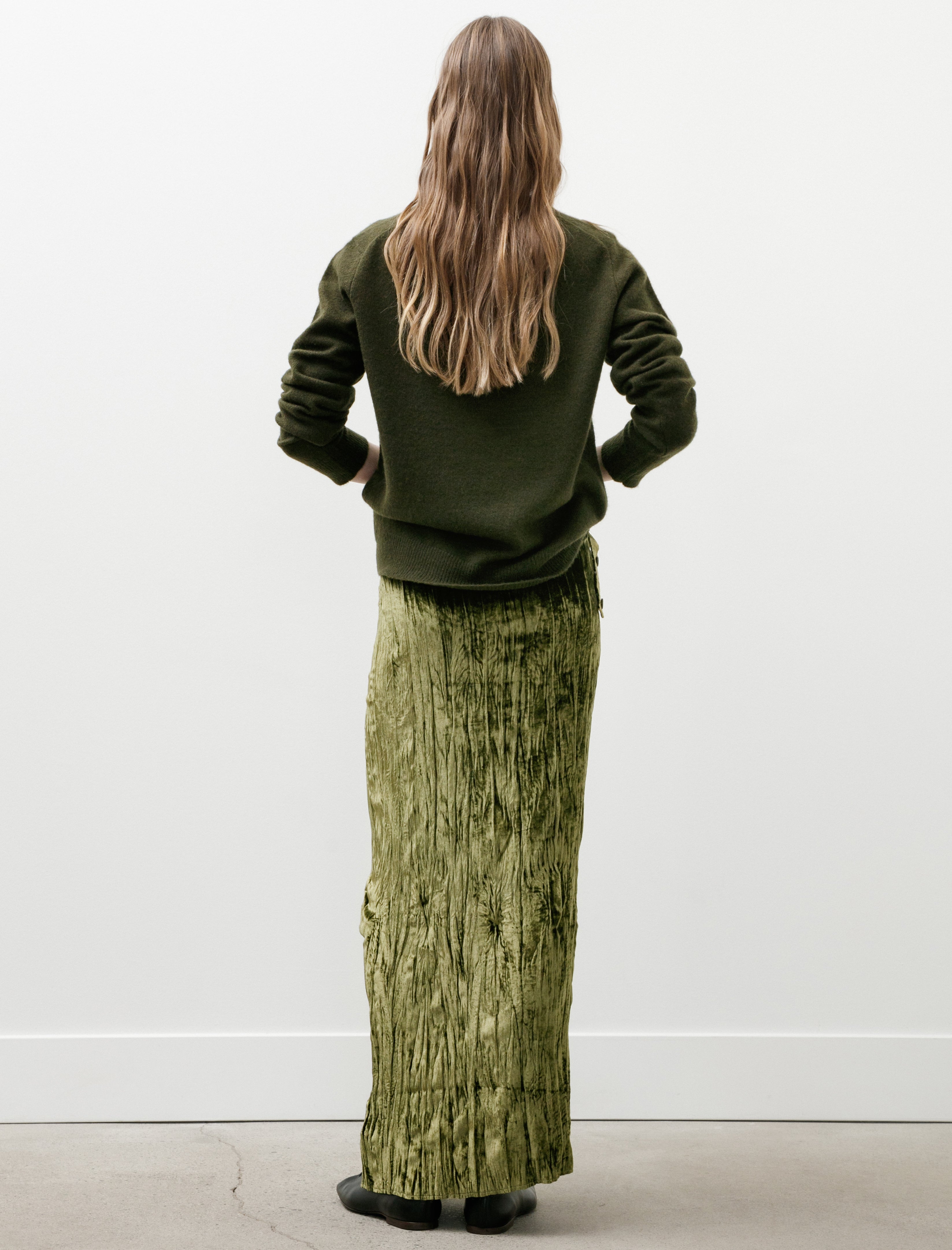 Gabriela Coll No.304 Silk Velvet Wrap Skirt Green