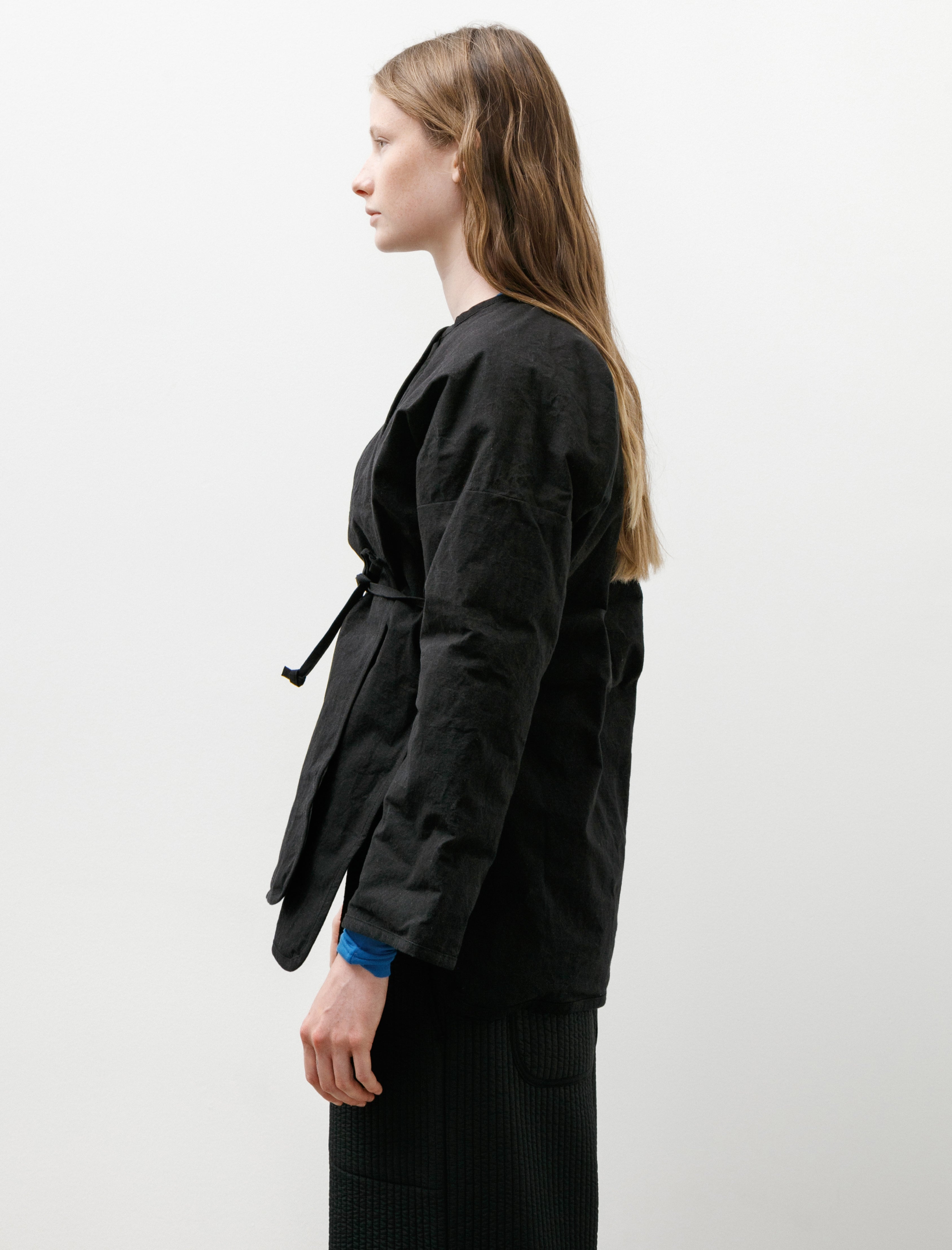 MAN-TLE WR21 DOWN-7 Down Cross Cardigan Black Wax