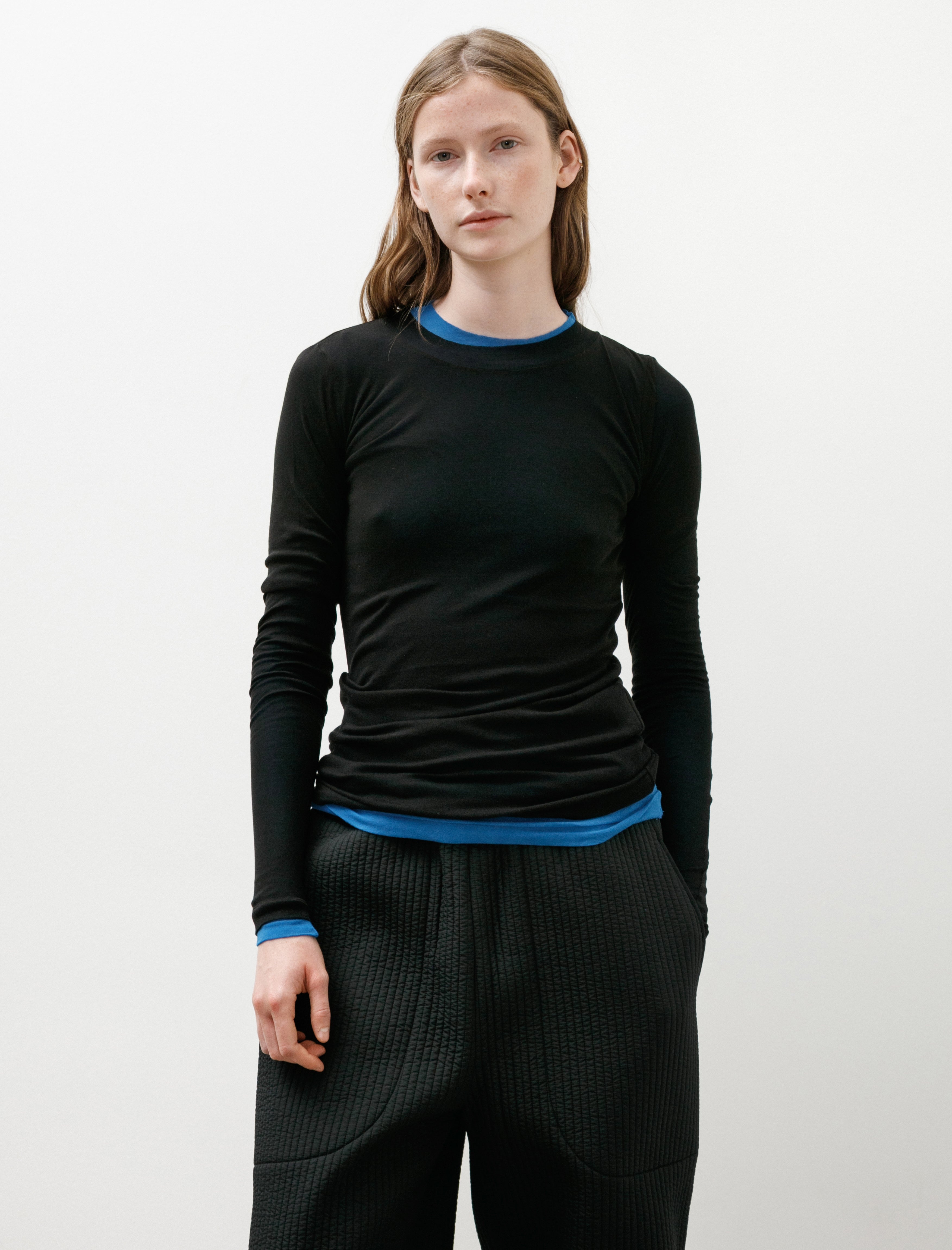 Super High Gauge Sheer Rib L/S Tee Black