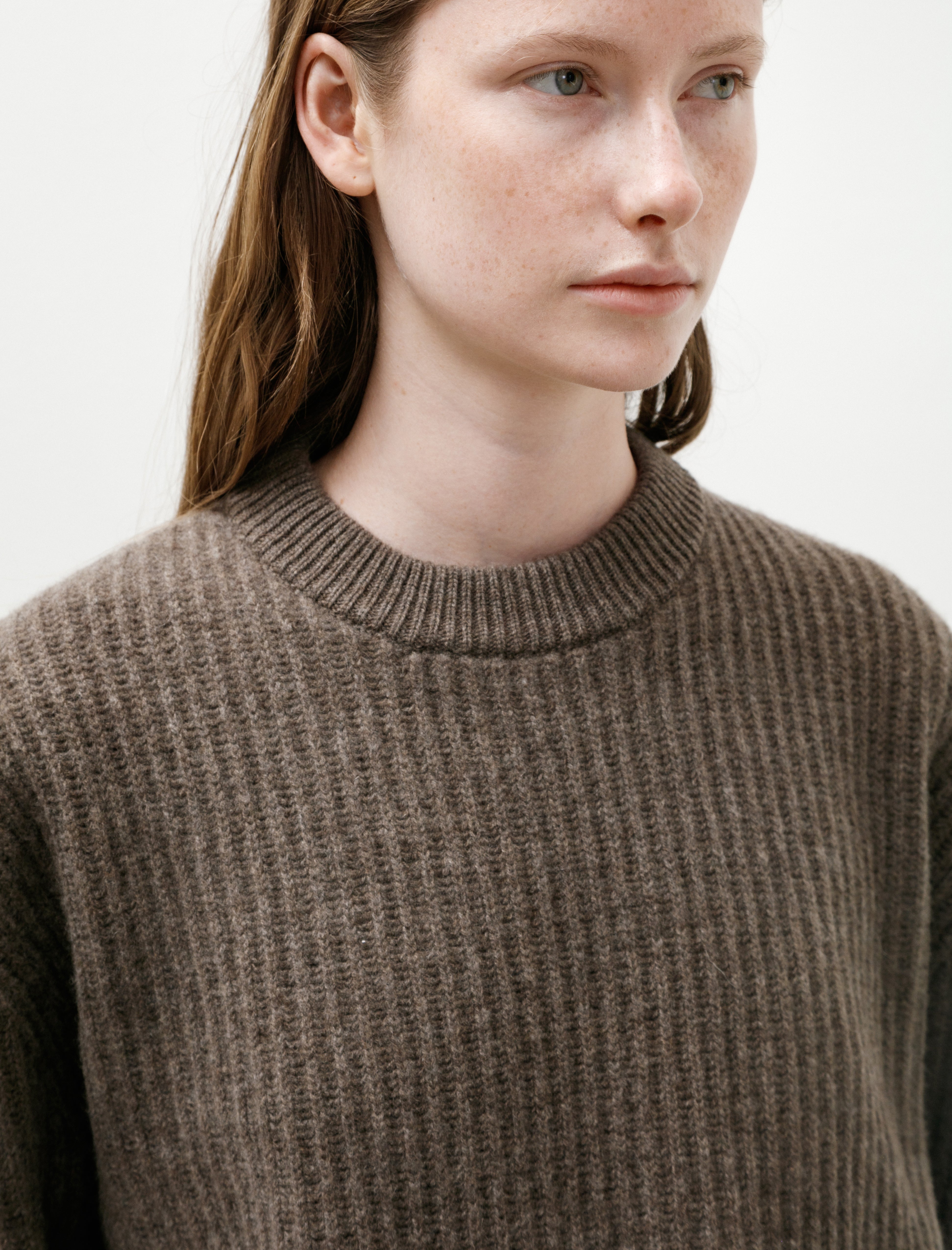 Cristaseya Ribbed Flannel Sweater Brown