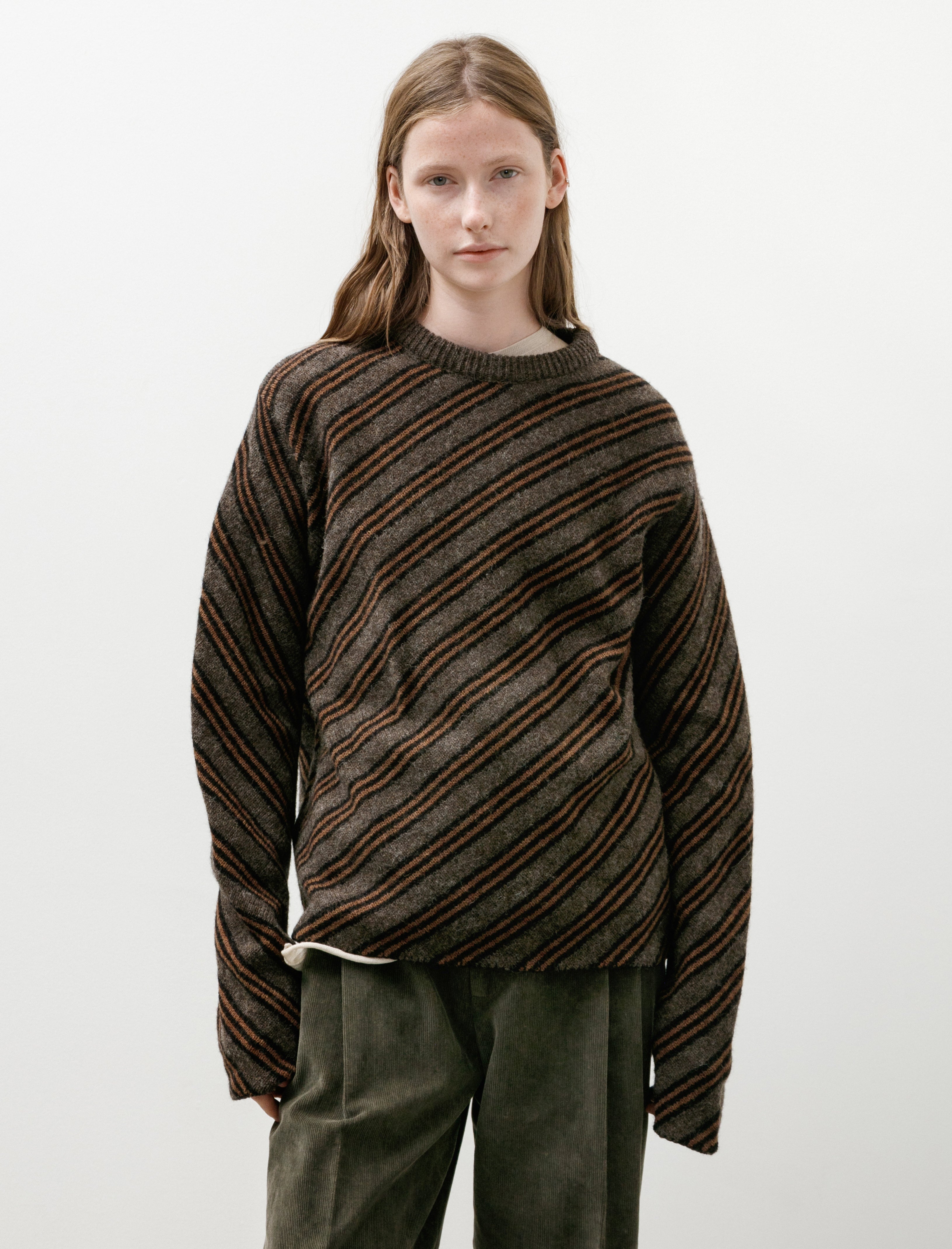 Cristaseya Diagonal Striped Sweater Taupe/Brown