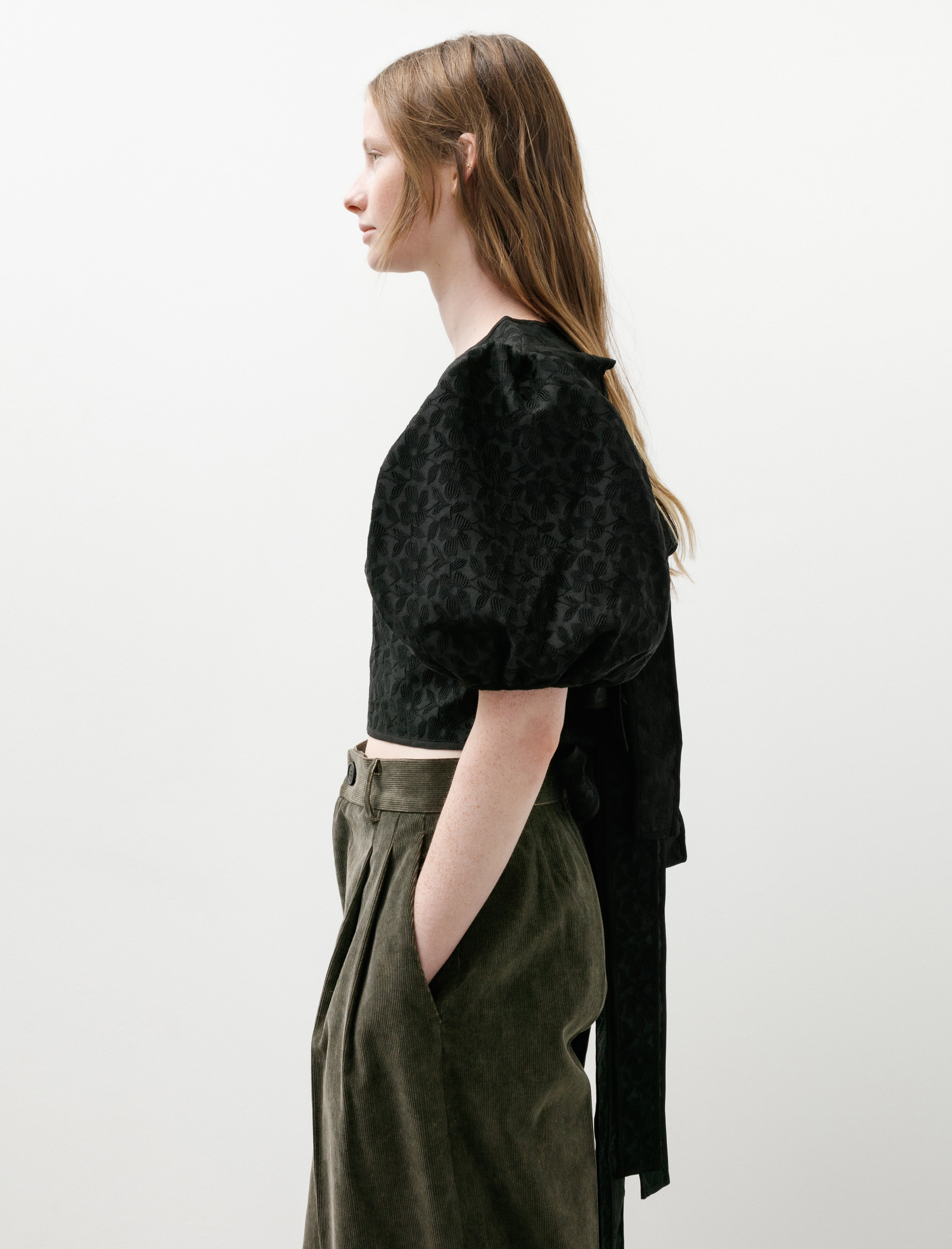Cecilie Bahnsen Faris Top Begonia Jacquard Black