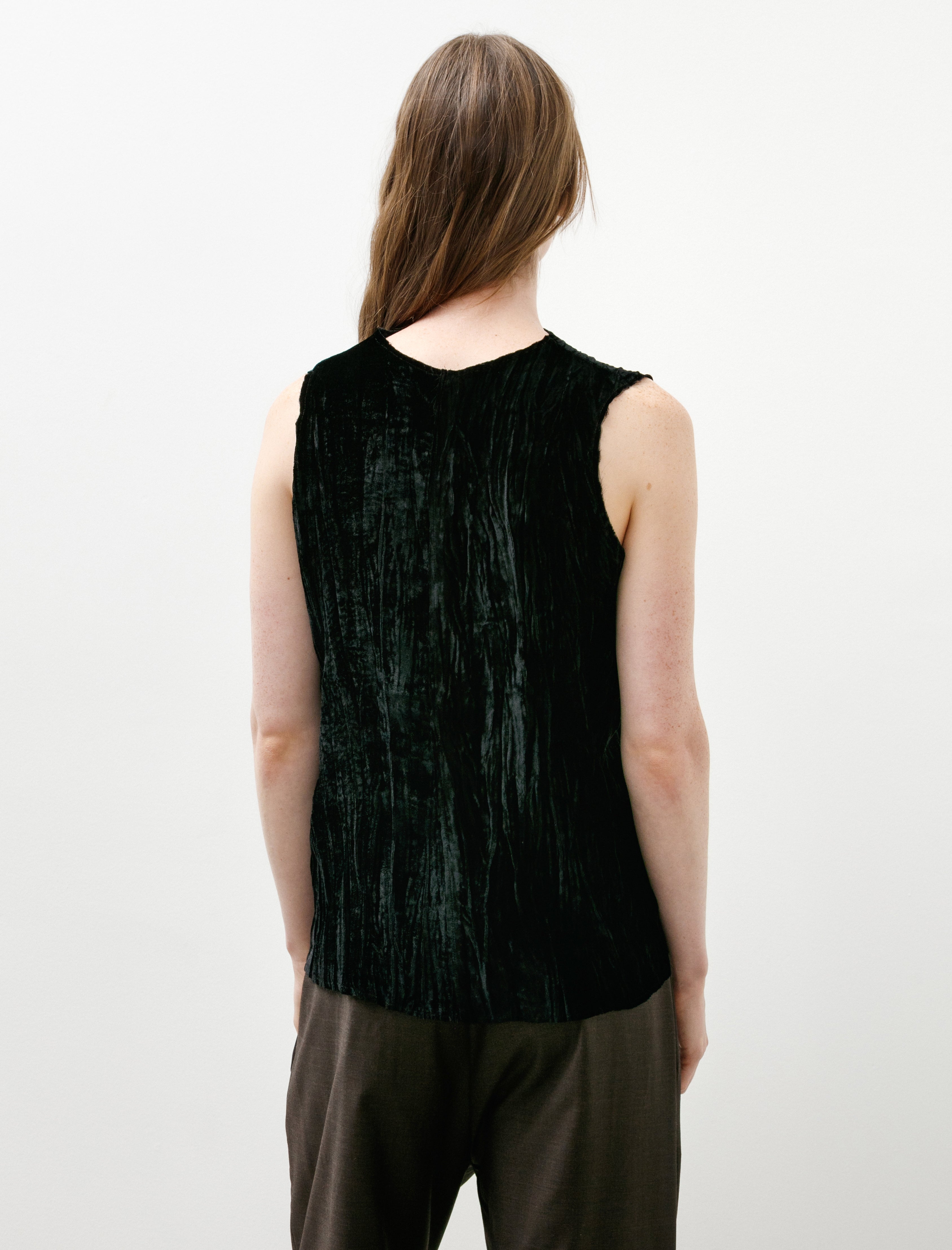 Gabriela Coll No.322 Silk Velvet Center Seams Top Black