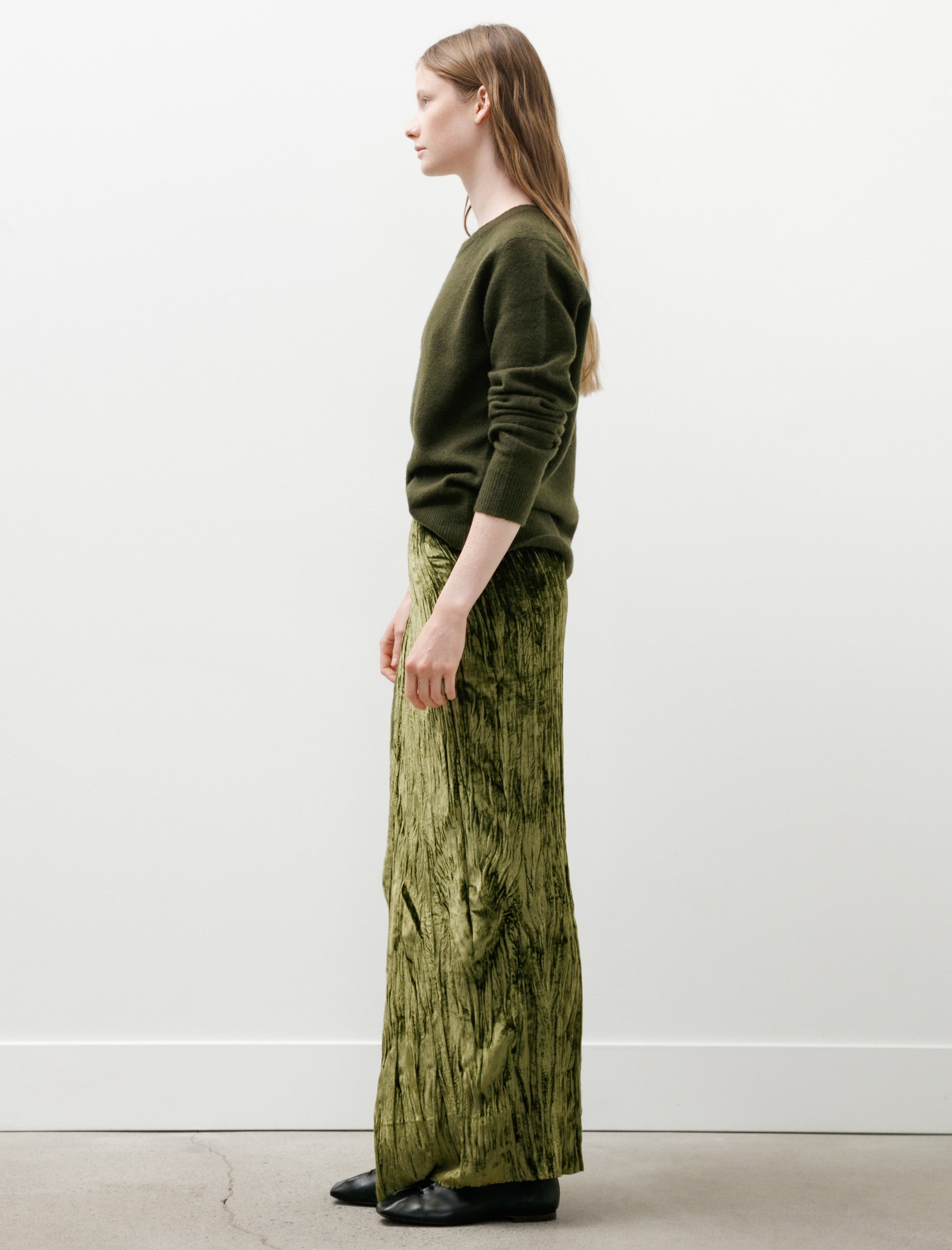 Gabriela Coll No.304 Silk Velvet Wrap Skirt Green