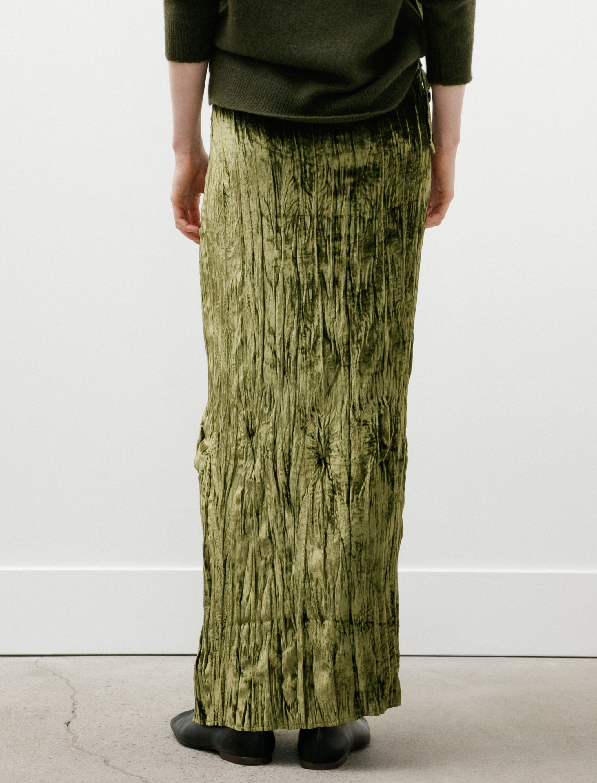 Gabriela Coll No.304 Silk Velvet Wrap Skirt Green