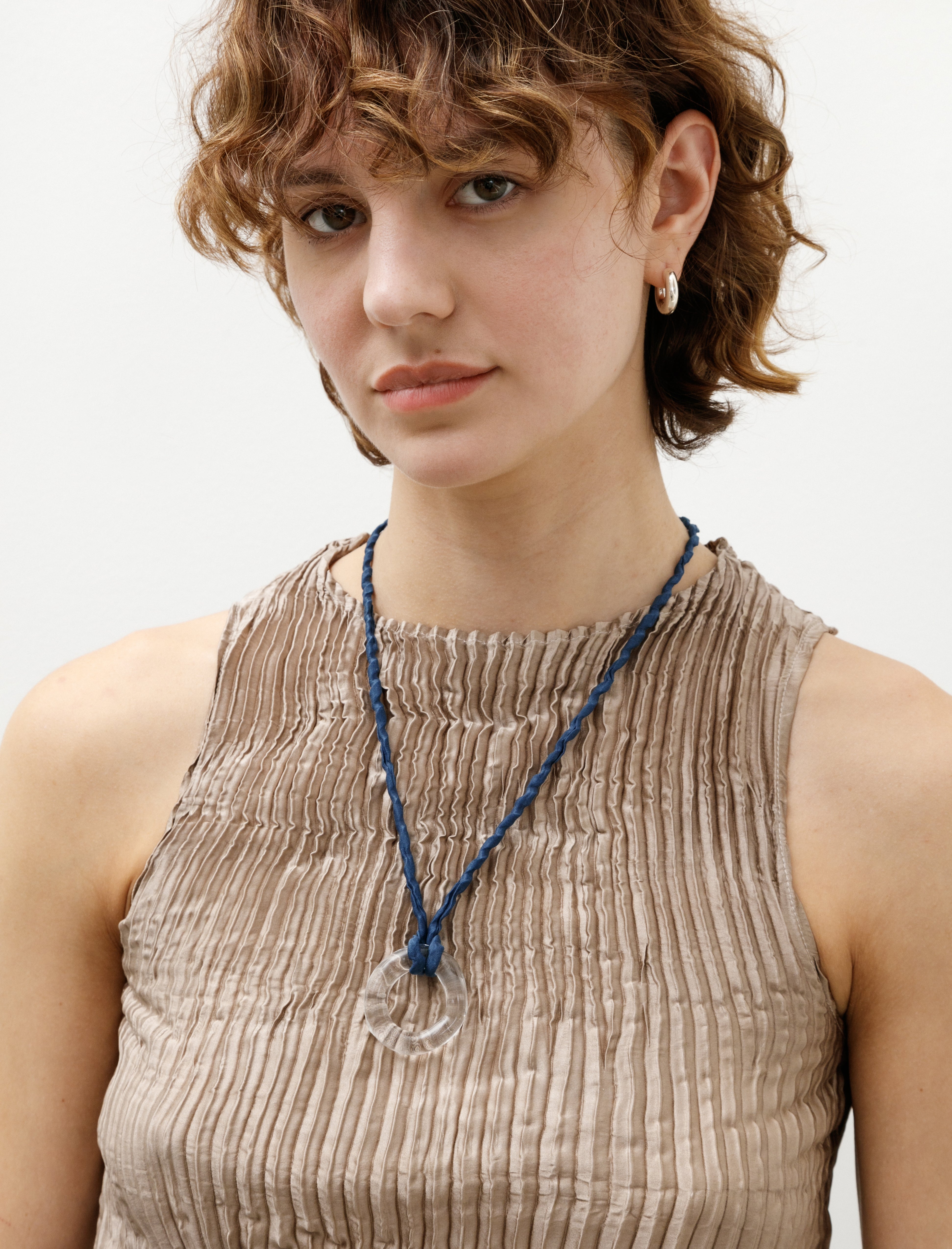 Azur Handblown Glass Necklace Small Dark Indigo