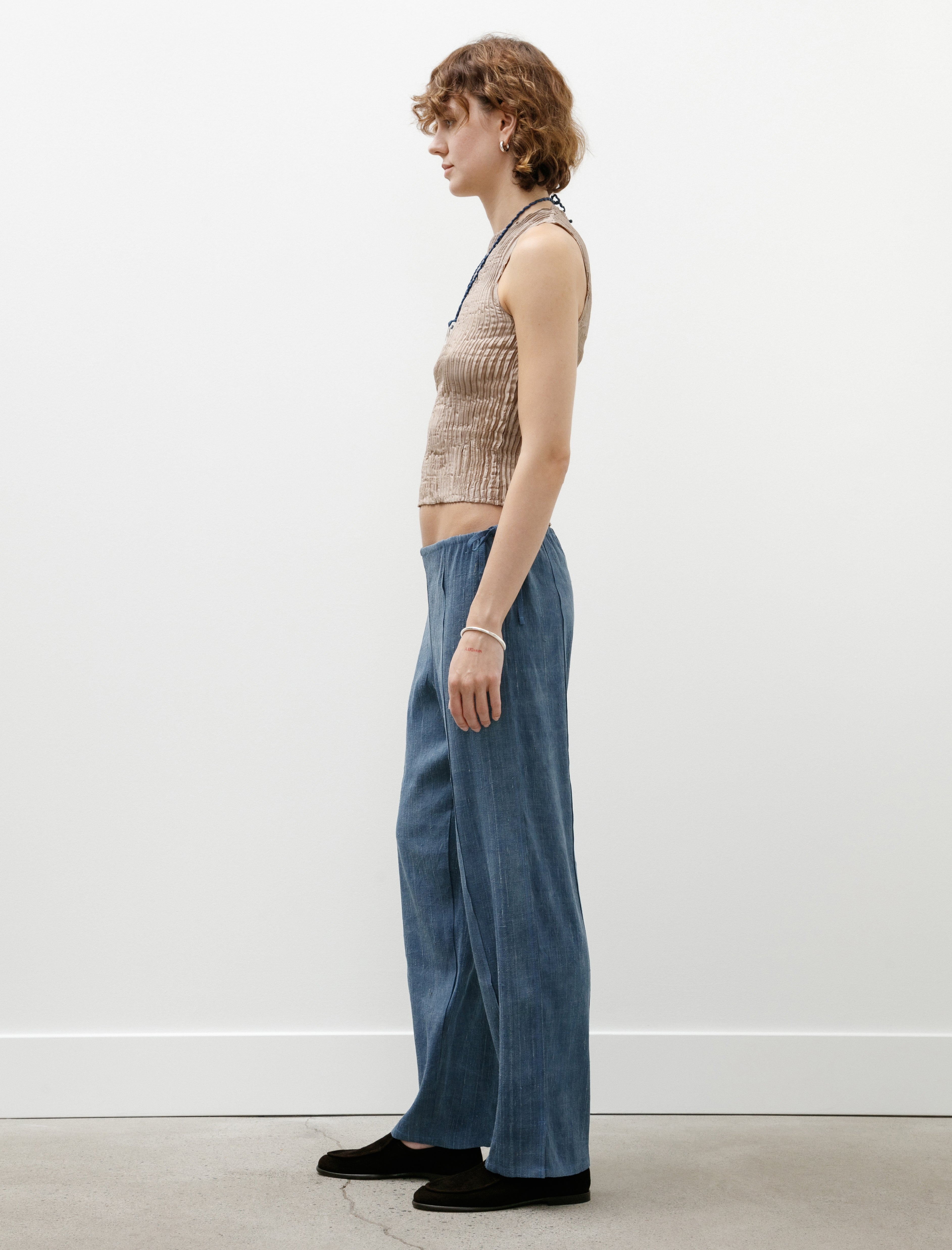 Azur Raw Silk Adjustable Pants Indigo