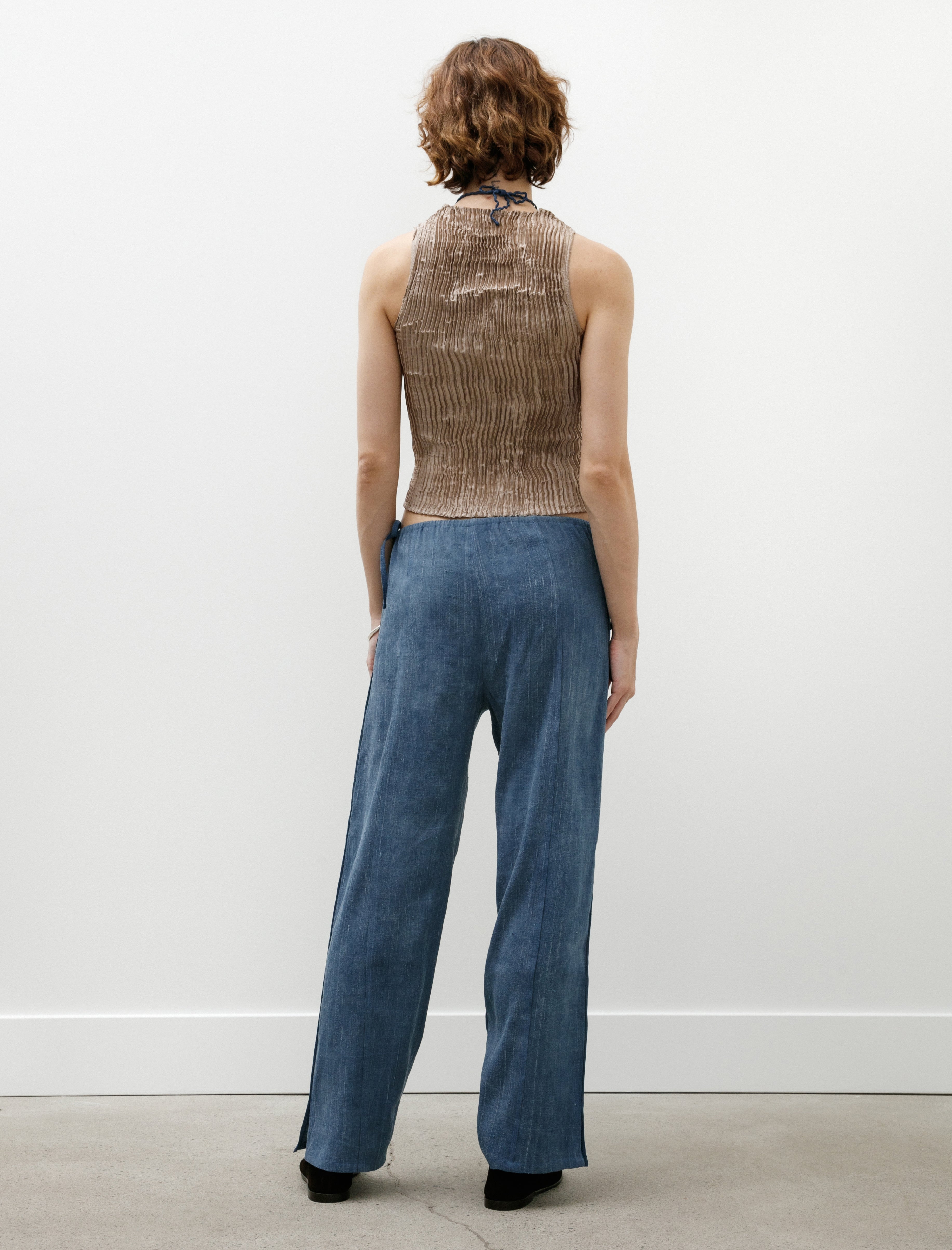 Azur Raw Silk Adjustable Pants Indigo