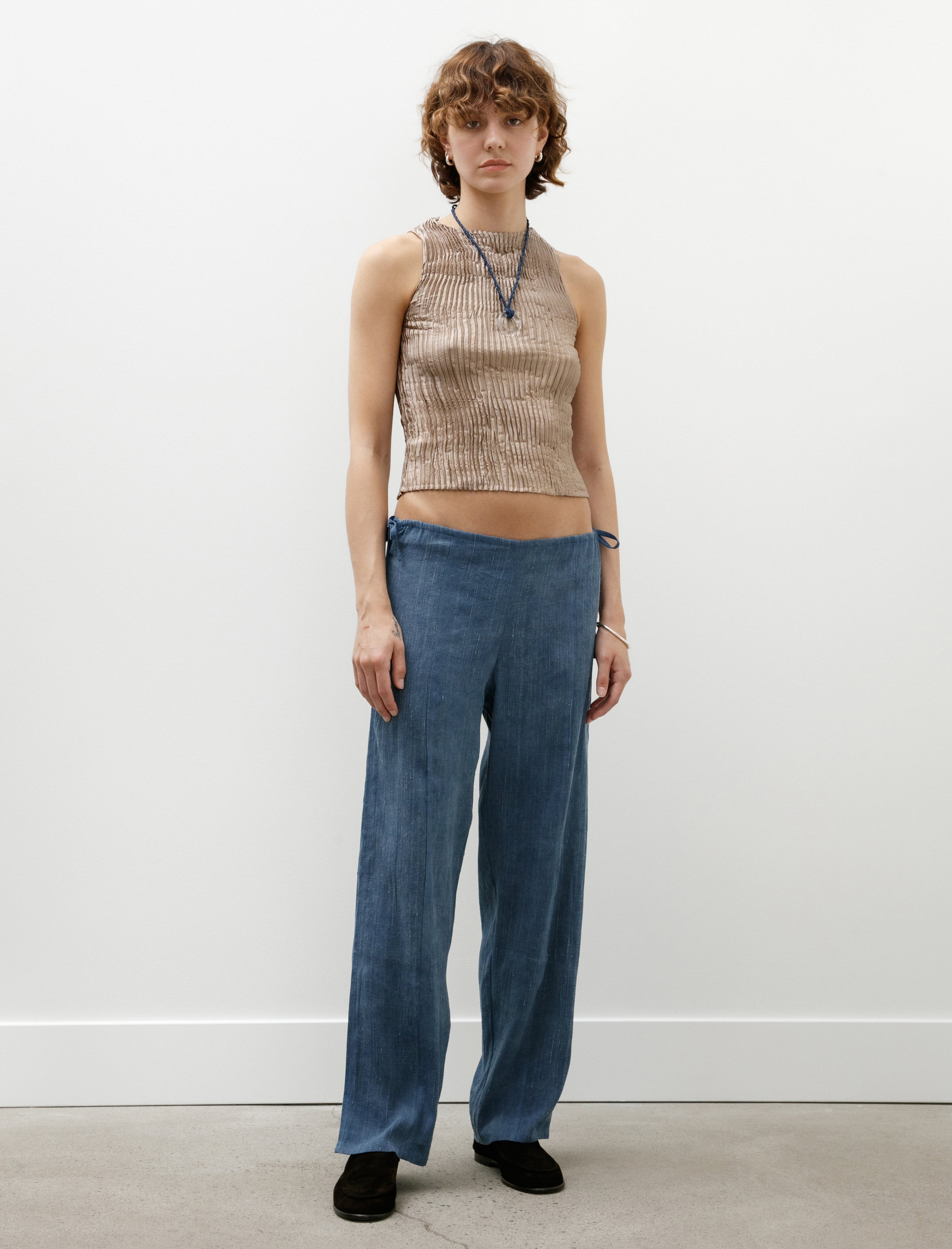 Azur Raw Silk Adjustable Pants Indigo