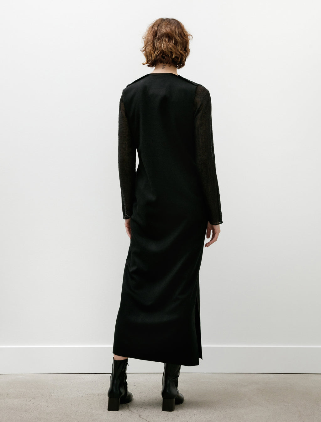 Gabriela Coll Garments No. 61 Heavy Wool V-Neck Dress Black