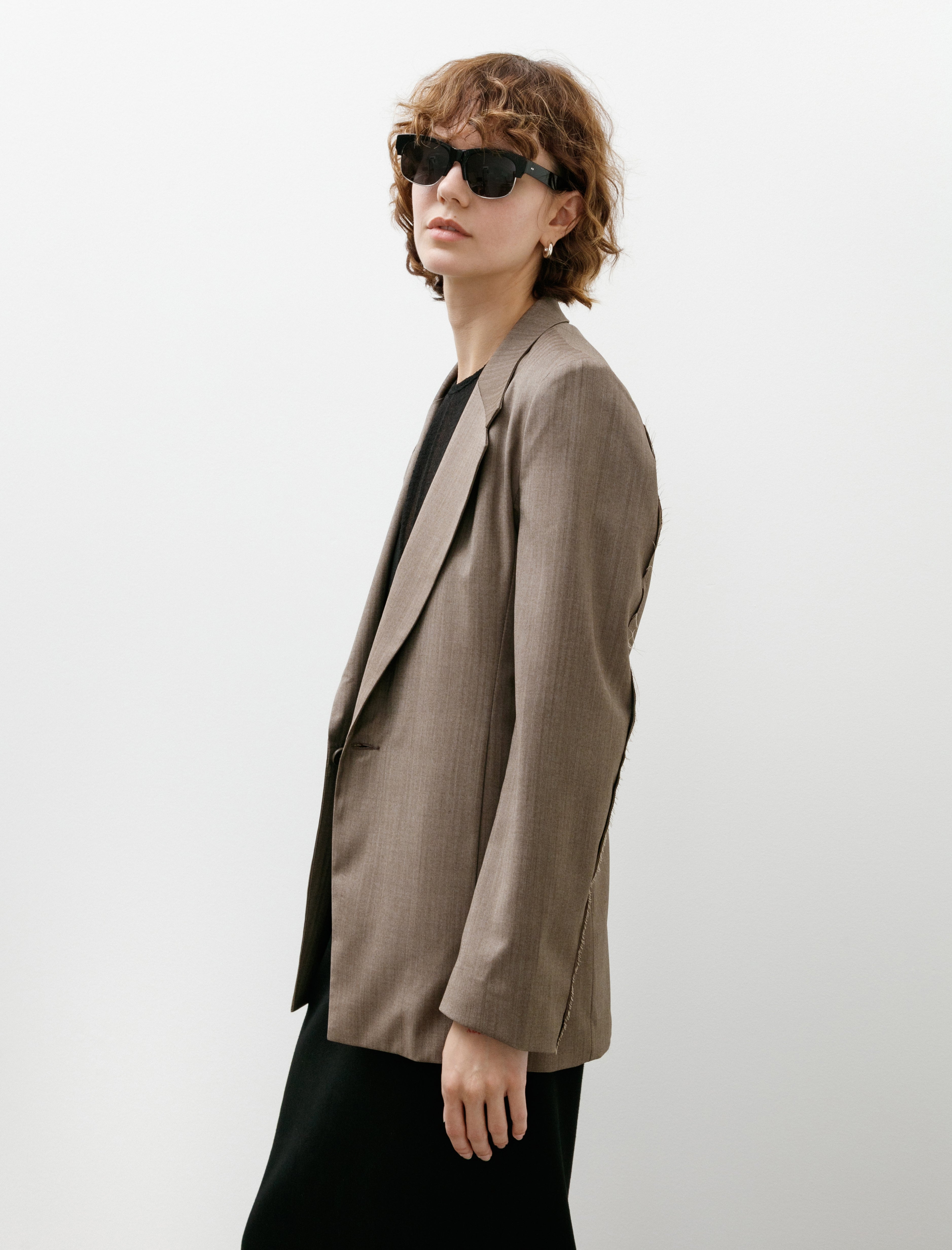 Gabriela Coll Garments No. 206 Fine Wool Jacket Brown Herringbone