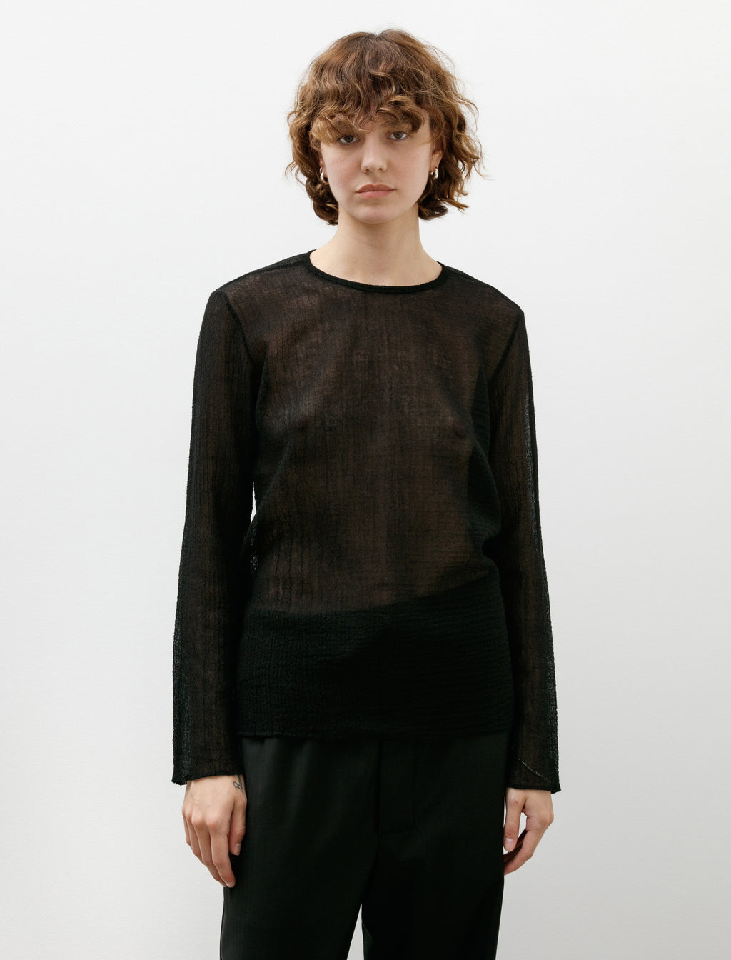 トップス GABRIELA COLL GARMENTS FINE WOOL RIB 1 Gabriela Coll Garments No. 300 Wool Crushed Top Black – Neighbour