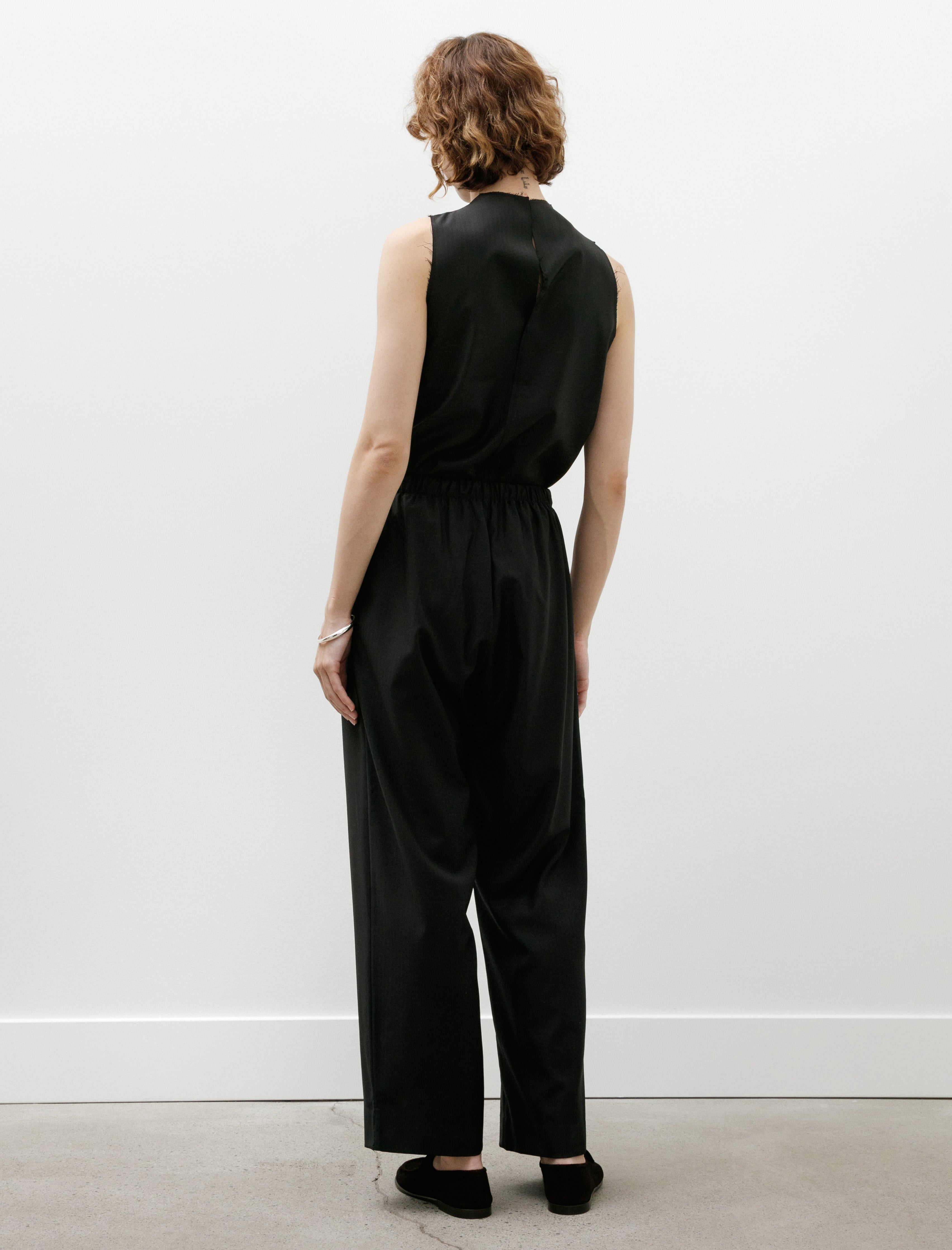 Gabriela Coll Garments No. 288 Fine Wool Drawstring Trousers Black Herringbone