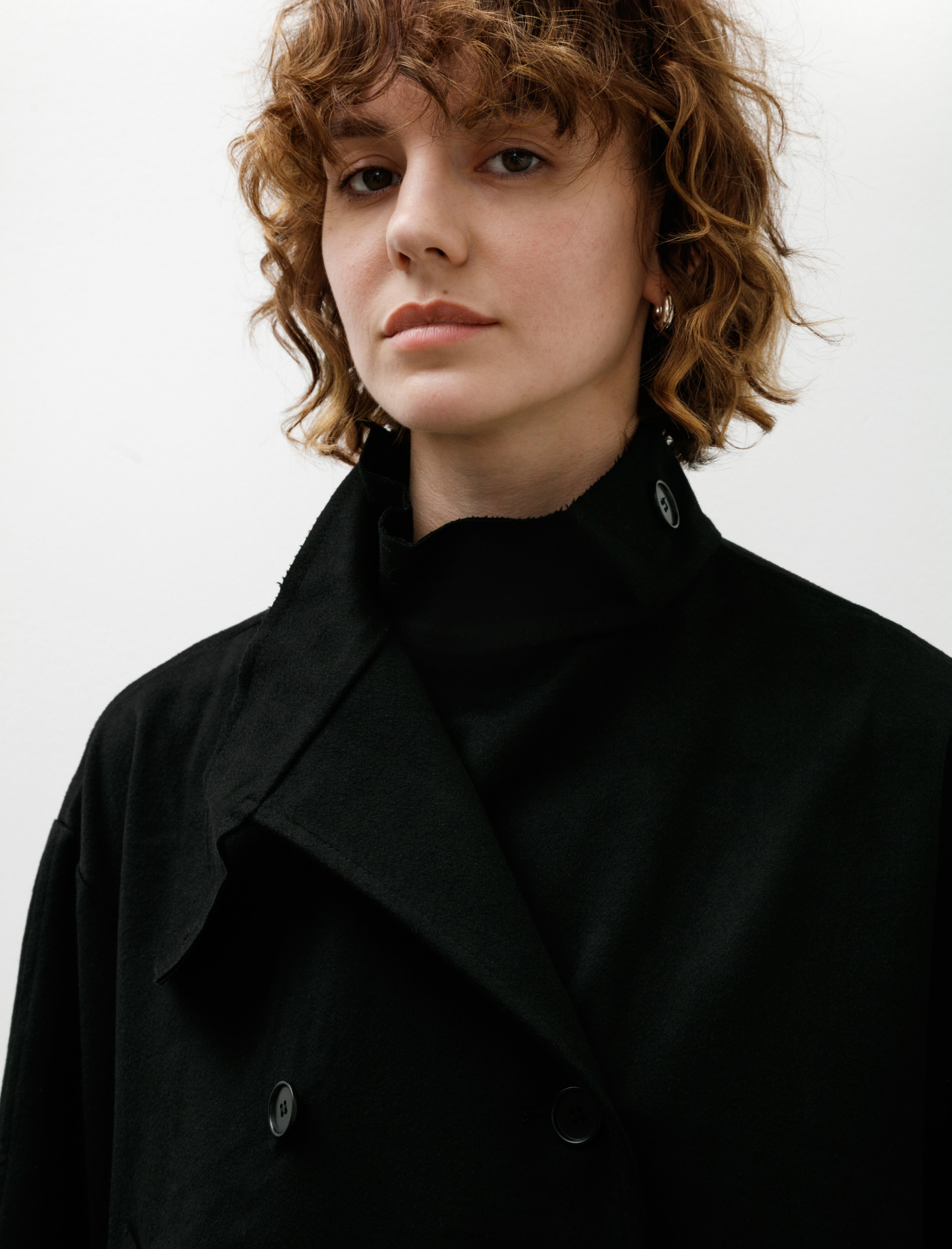 Gabriela Coll Garments No. 286 Heavy Wool Cropped Oversized Jacket Black