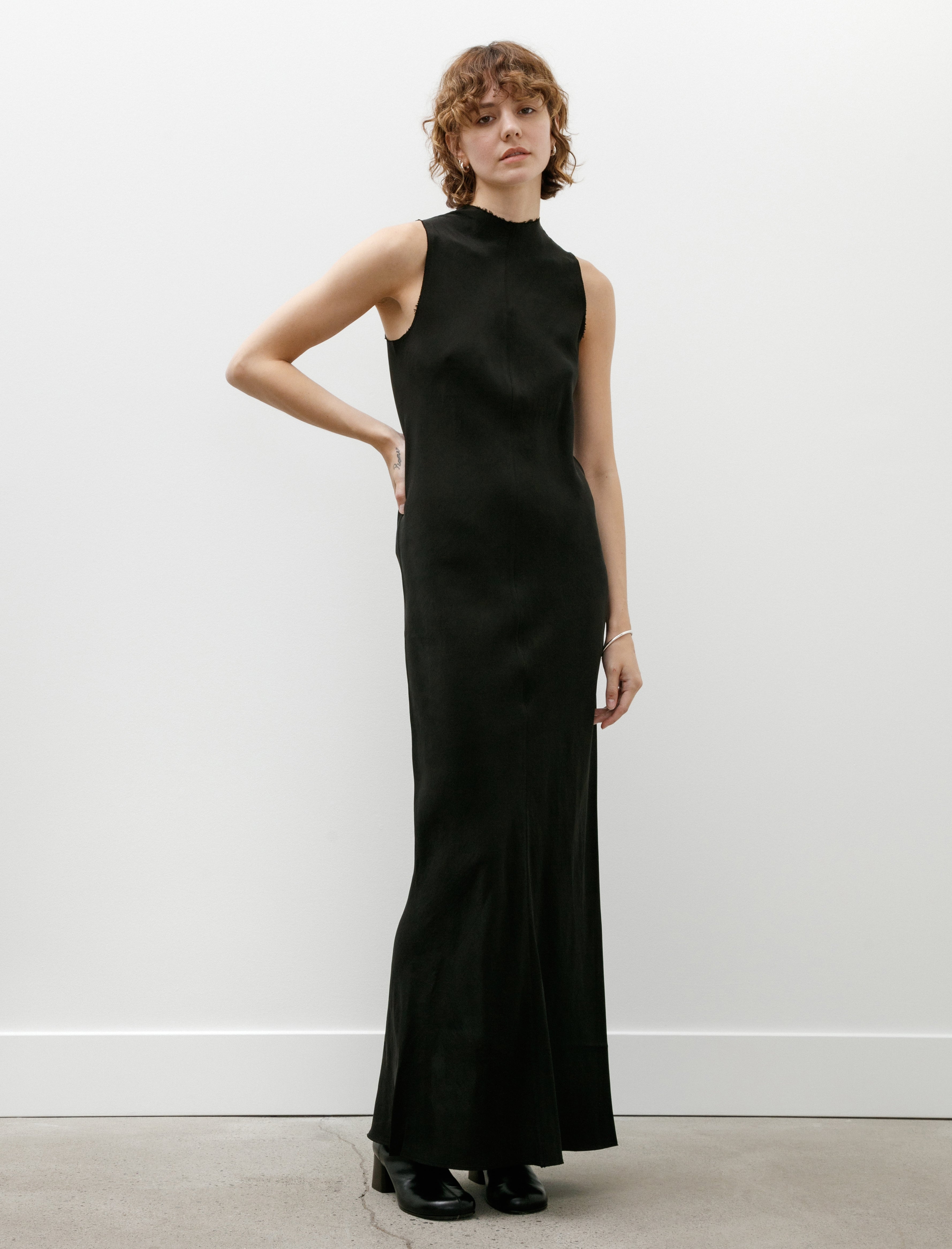 Gabriela Coll Garments No. 271 Cupro Center Seams Dress Black